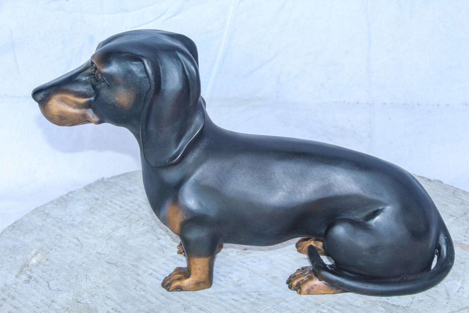 Adorable Dachshund Dog Sitting Bronze Statue 17" x 5" x 10"H - 5