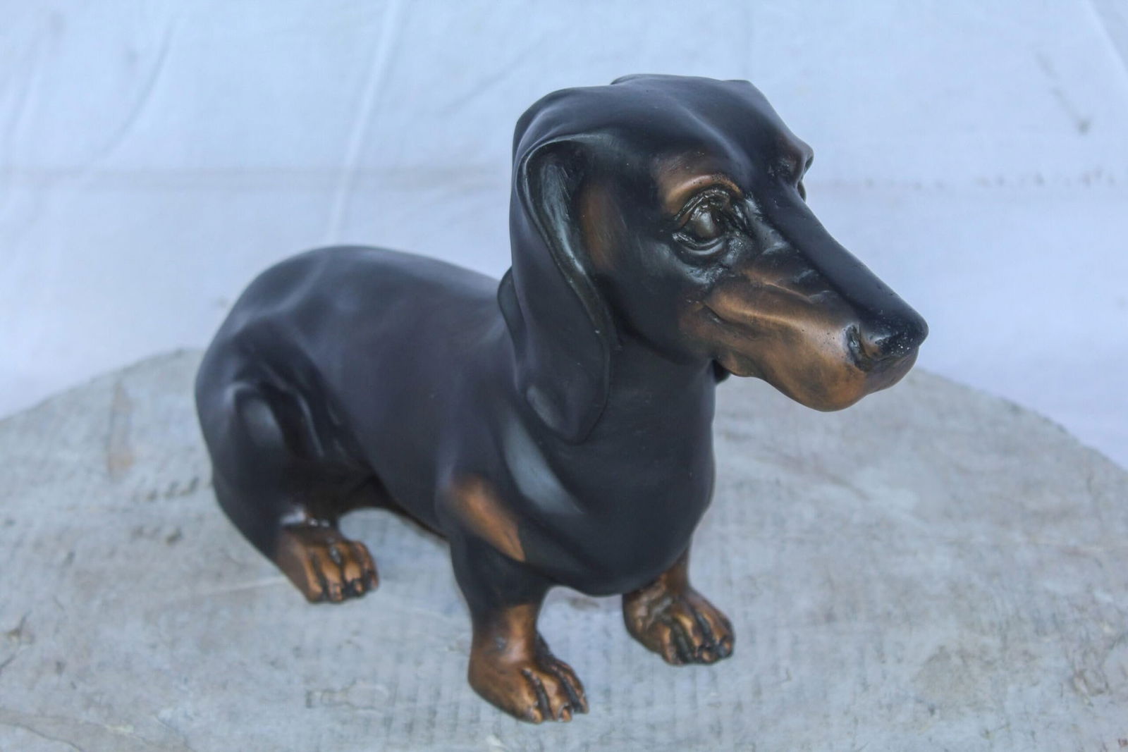 Adorable Dachshund Dog Sitting Bronze Statue 17" x 5" x 10"H - 8