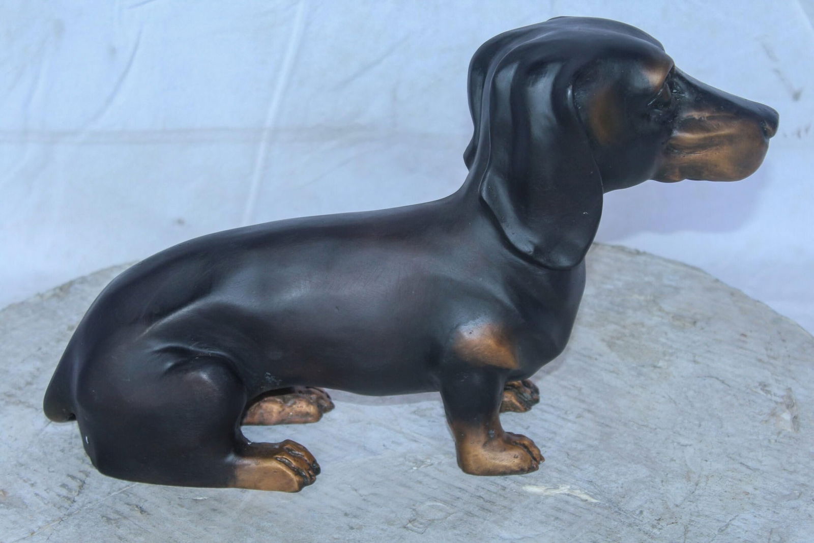 Adorable Dachshund Dog Sitting Bronze Statue 17" x 5" x 10"H - 9