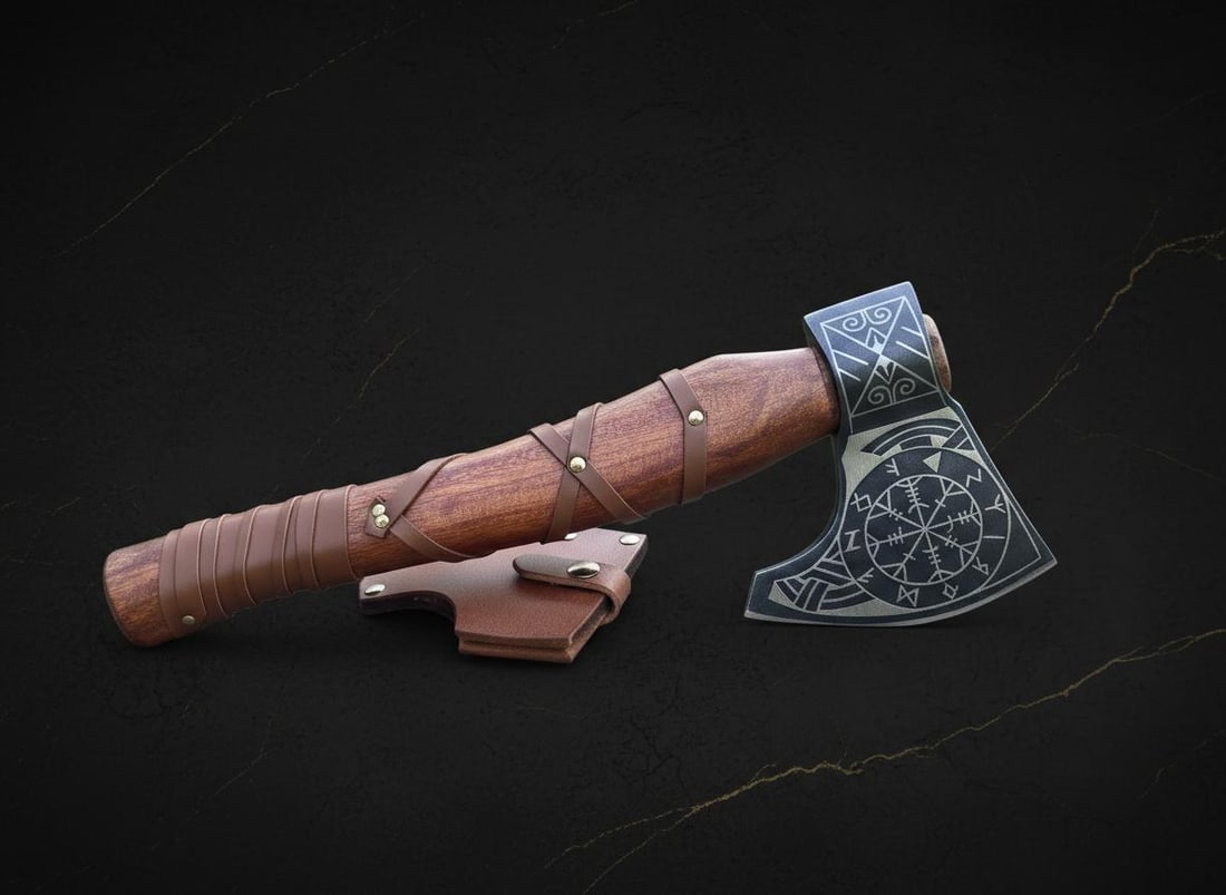 Carbon Steel Valhalla Viking Axe, Hand Forged Tomahawk for Throwing with Sheath - 5