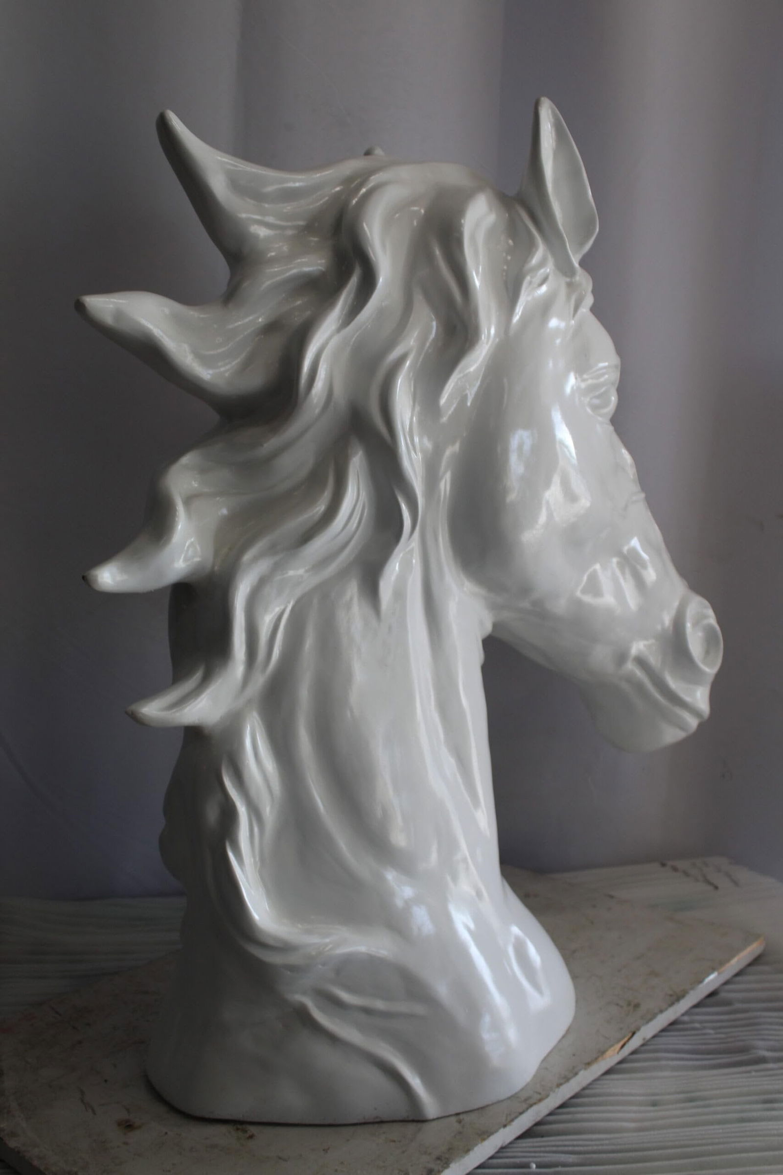 Pure Elegance, Fiberglass White Stallion Bust 36" x 14" x 36"H - 10