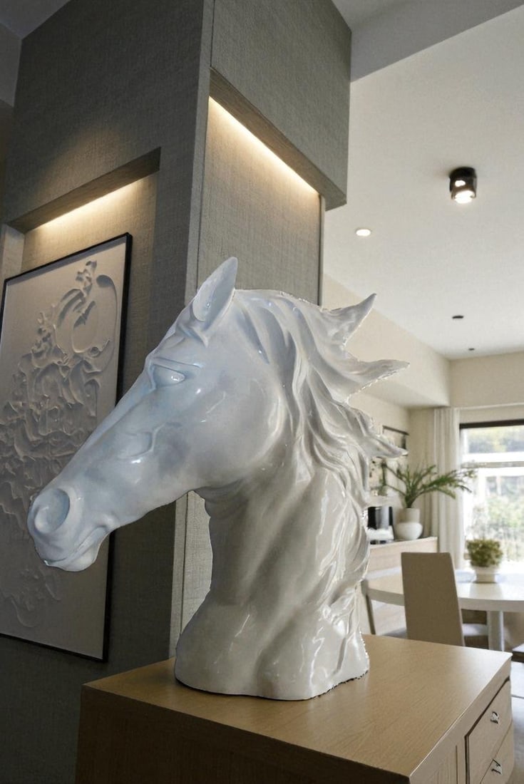 Pure Elegance, Fiberglass White Stallion Bust 36" x 14" x 36"H - 2