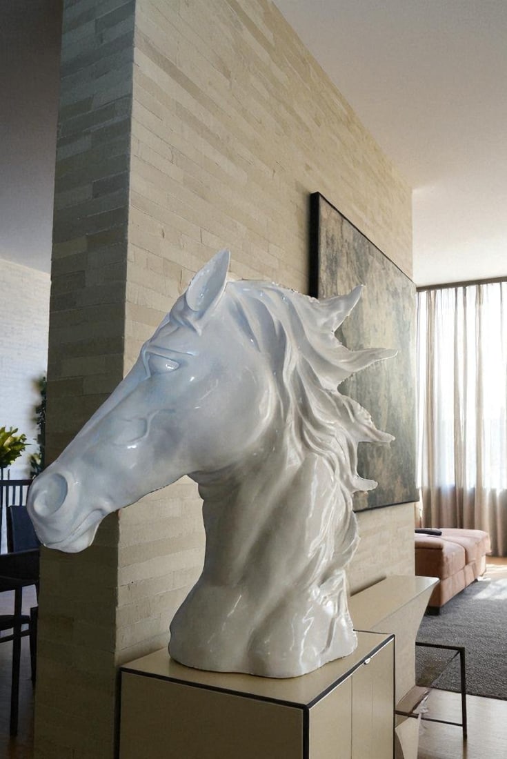 Pure Elegance, Fiberglass White Stallion Bust 36" x 14" x 36"H - 3