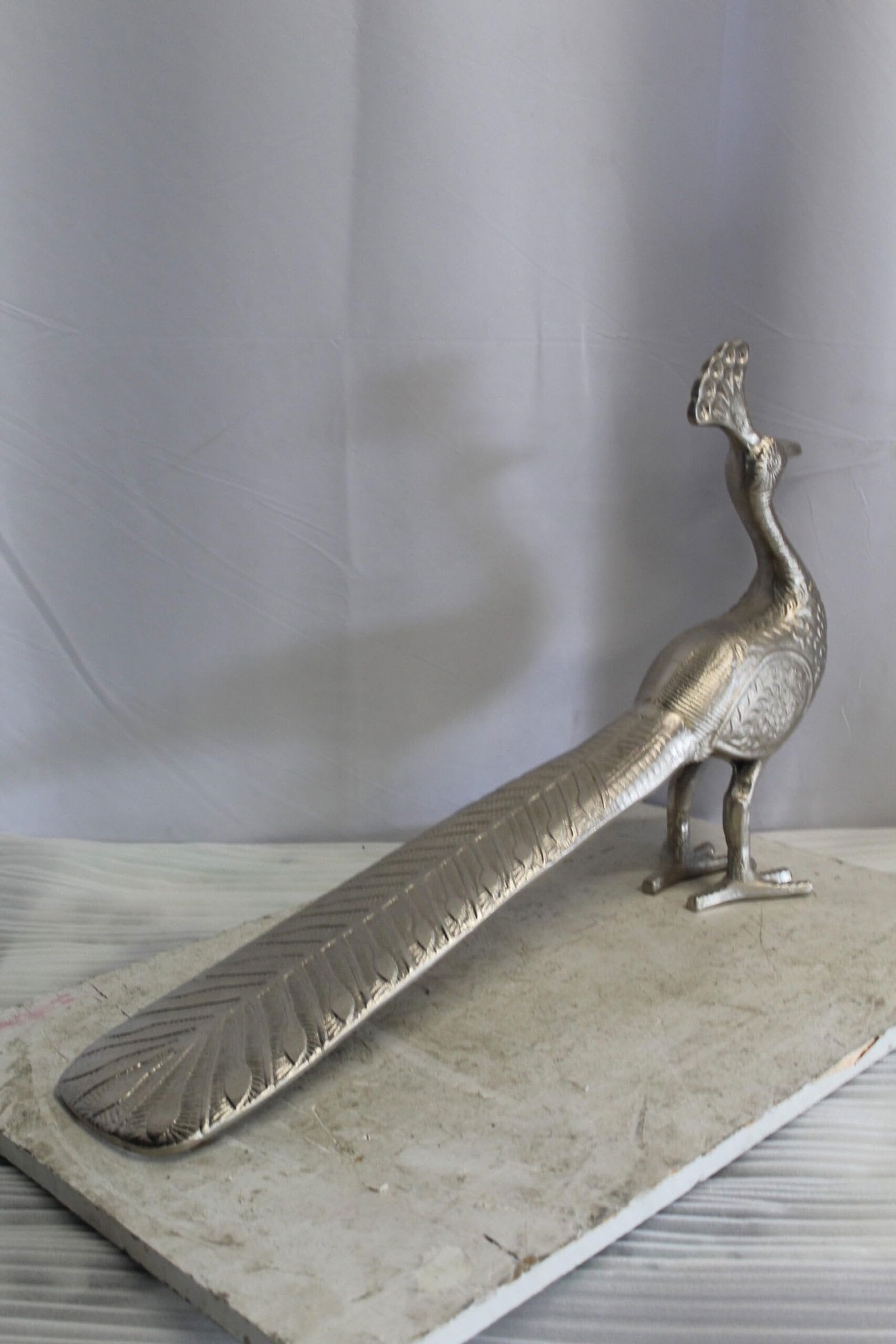 Elegant Aluminum Peacock Statue, Graceful Home Decor 33" x 7" x 20"H - 10