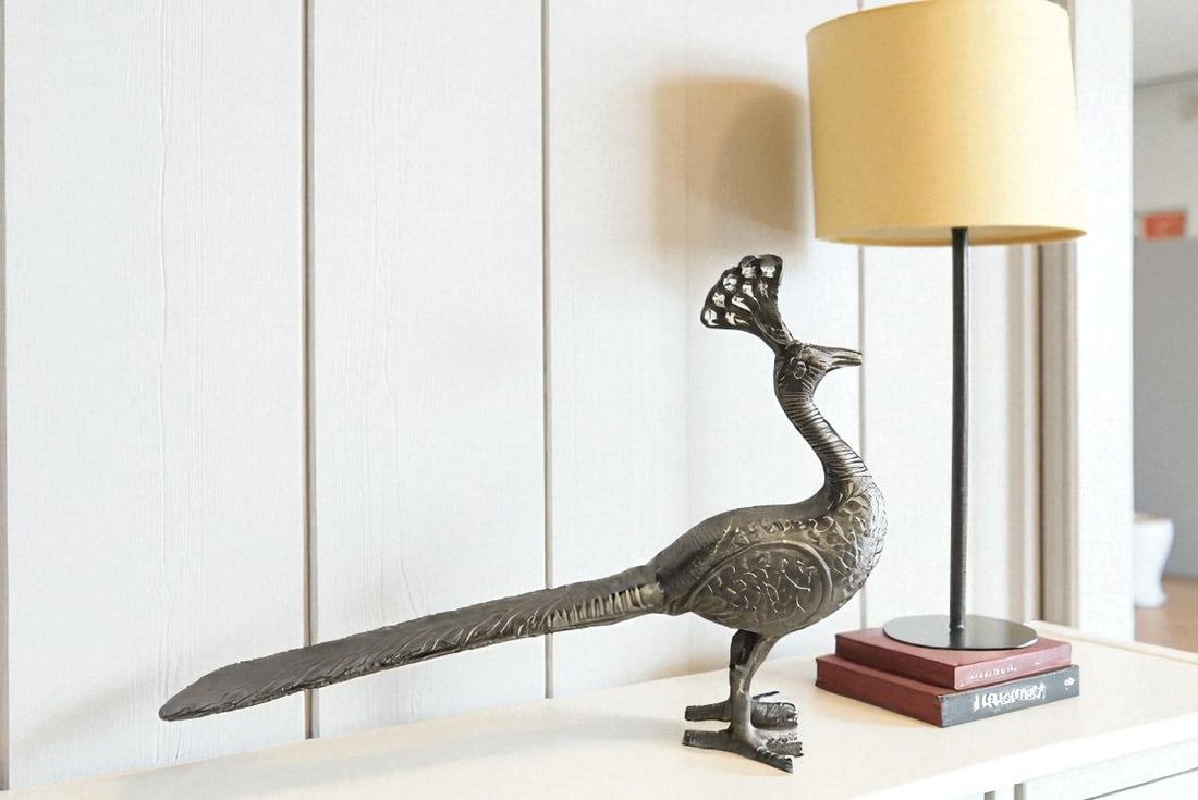Elegant Aluminum Peacock Statue, Graceful Home Decor 33" x 7" x 20"H - 3