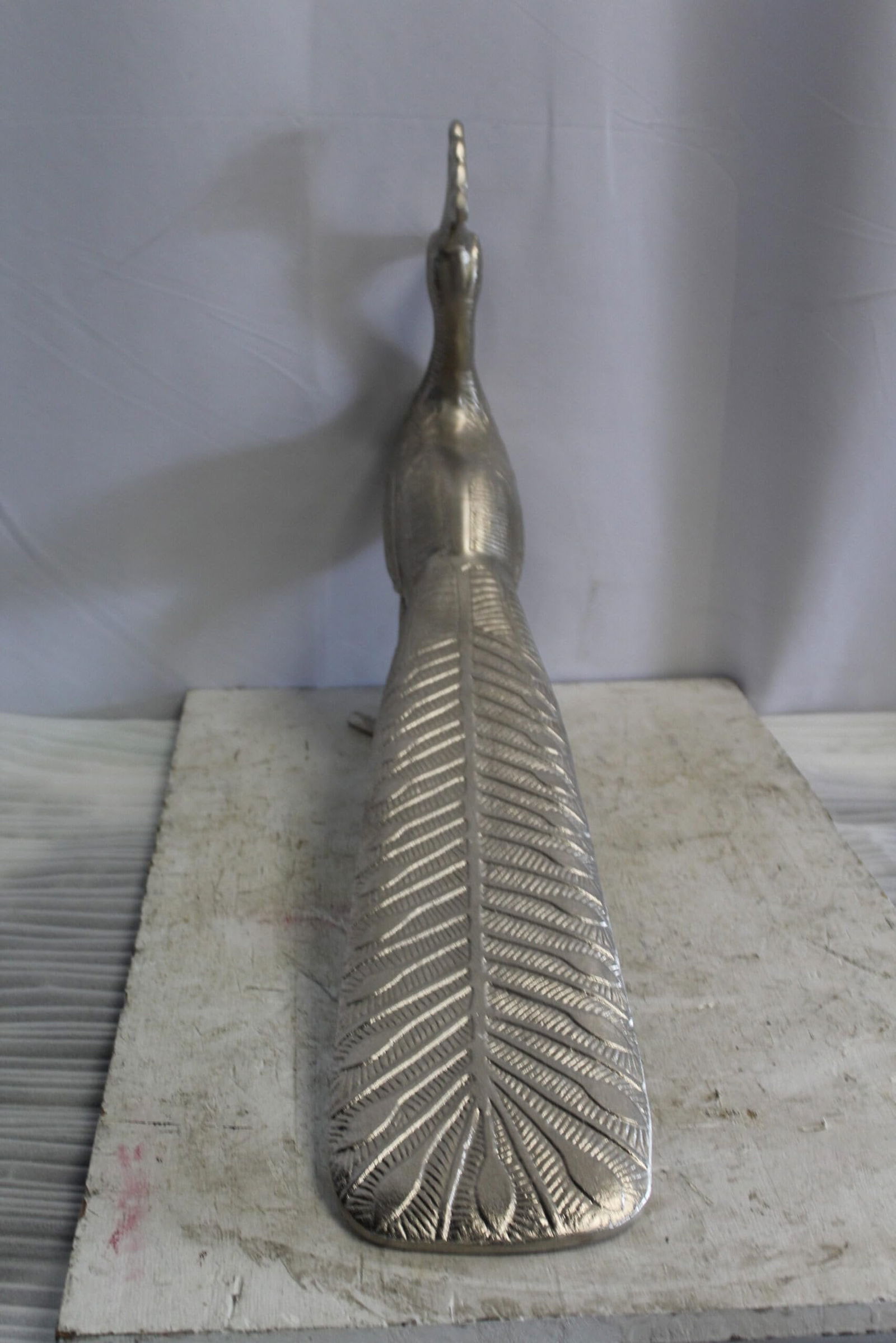 Elegant Aluminum Peacock Statue, Graceful Home Decor 33" x 7" x 20"H - 9