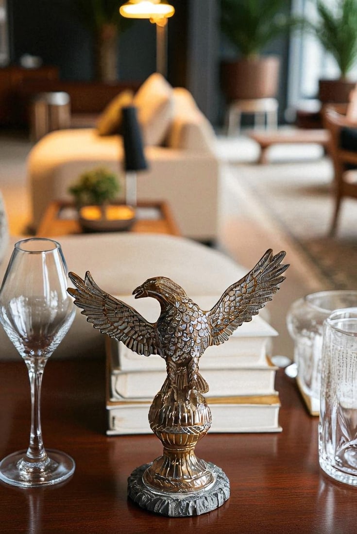 Golden Touched Aluminum Eagle Statue Majestic Home Accent 18" x 7" x 19"H - 2