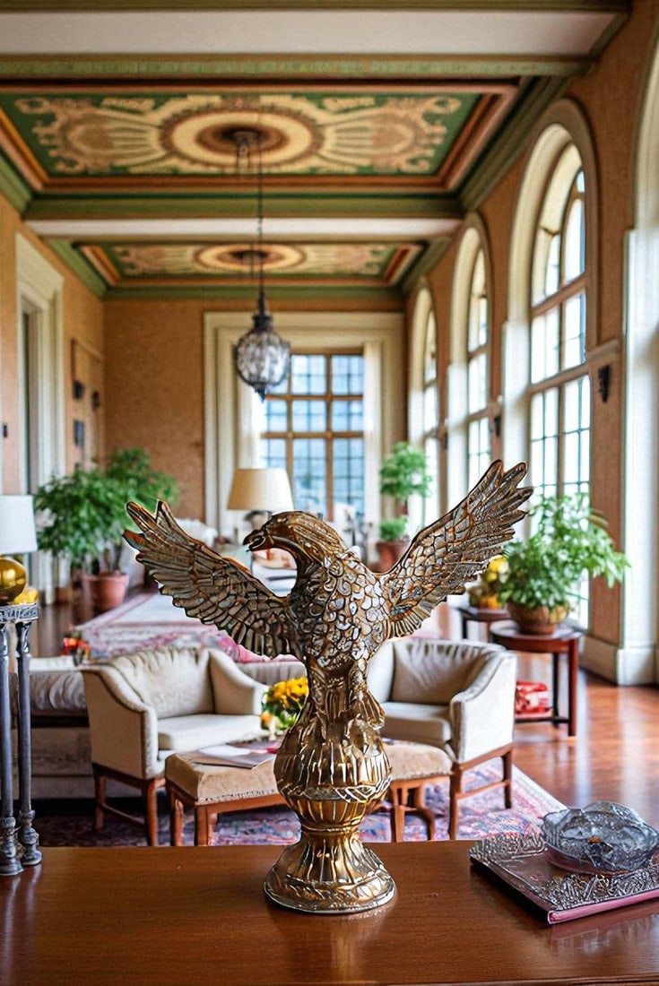 Golden Touched Aluminum Eagle Statue Majestic Home Accent 18" x 7" x 19"H - 3