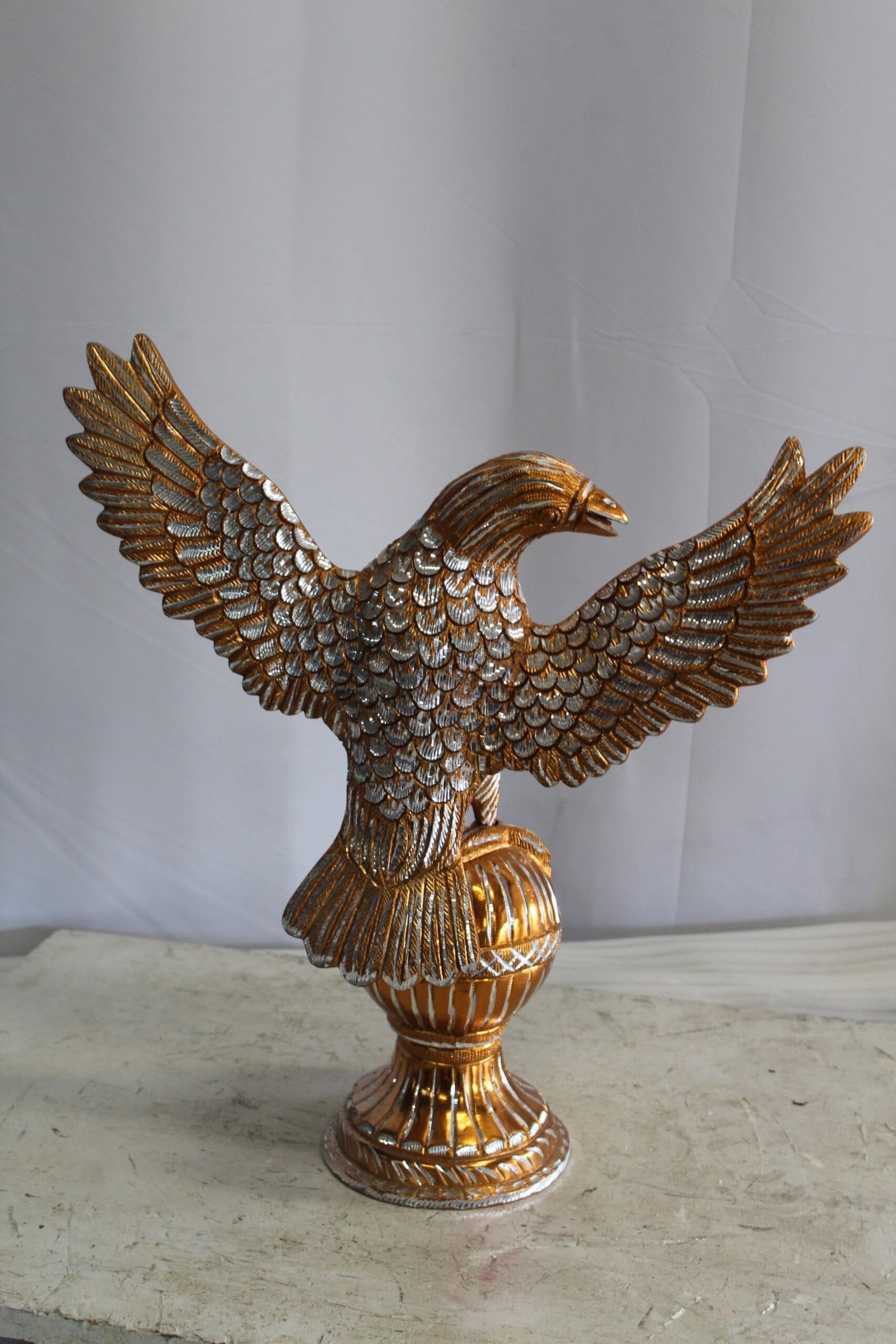 Golden Touched Aluminum Eagle Statue Majestic Home Accent 18" x 7" x 19"H - 9