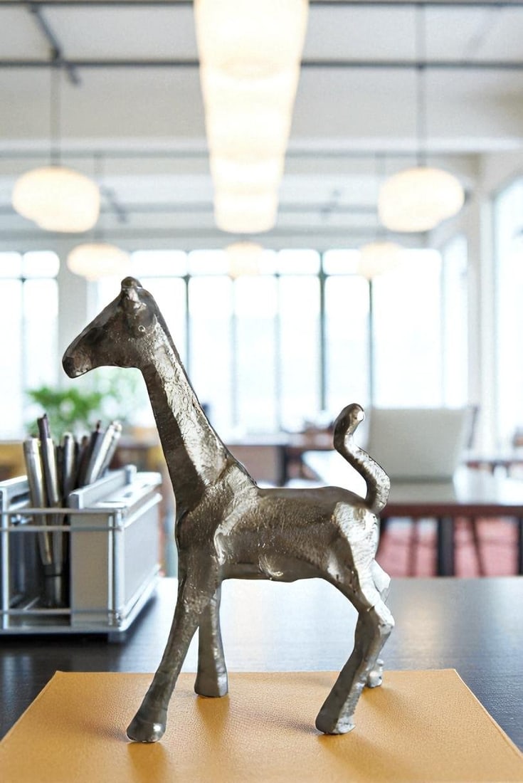 Aluminum Giraffe Statue, Elegant Miniature Accent for Any Space 7" x 3" x 10"H - 2