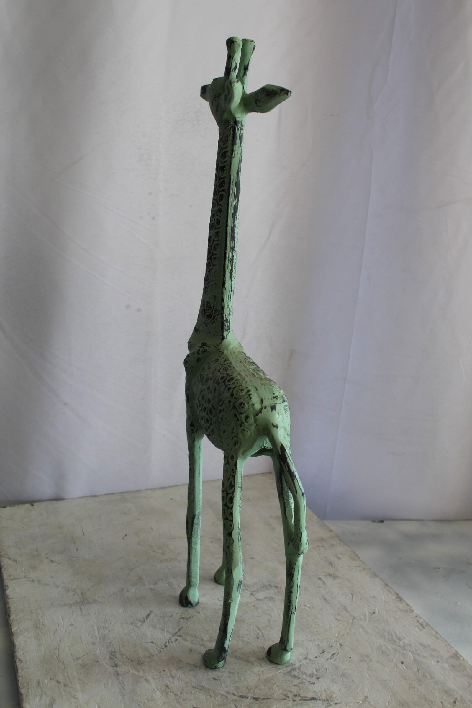 Aluminum Small Giraffe Statue with Green Patina Finish 10" x 4" x 27"H - 10