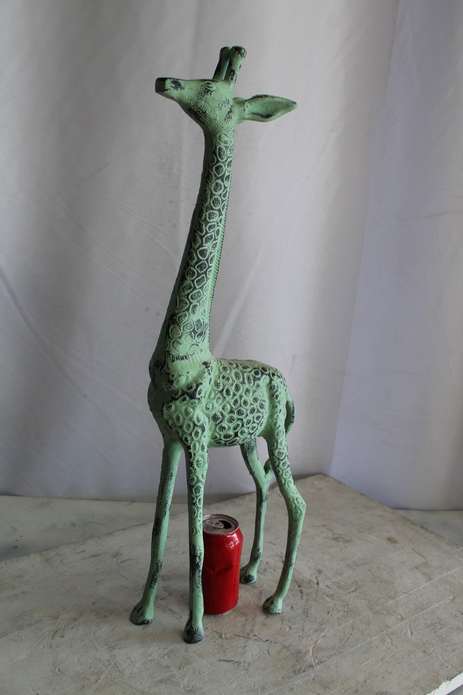 Aluminum Small Giraffe Statue with Green Patina Finish 10" x 4" x 27"H - 4