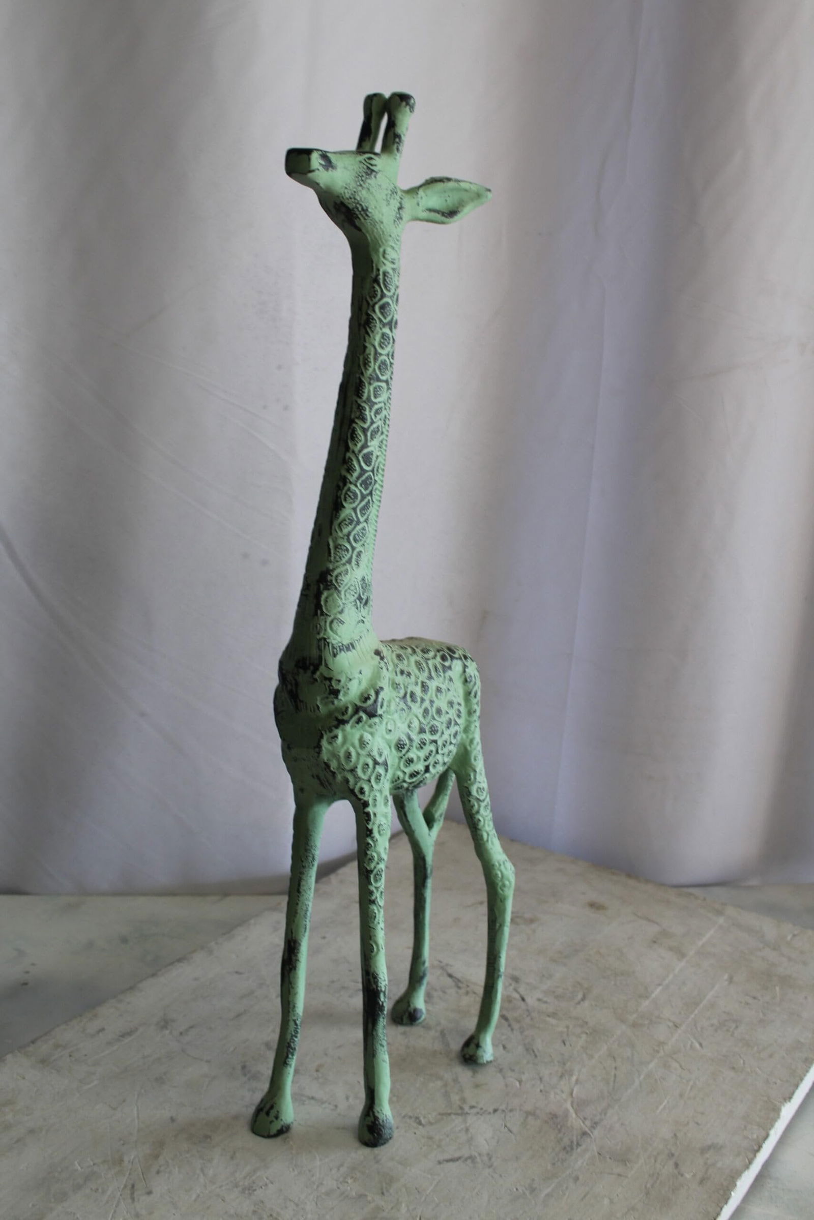 Aluminum Small Giraffe Statue with Green Patina Finish 10" x 4" x 27"H - 5