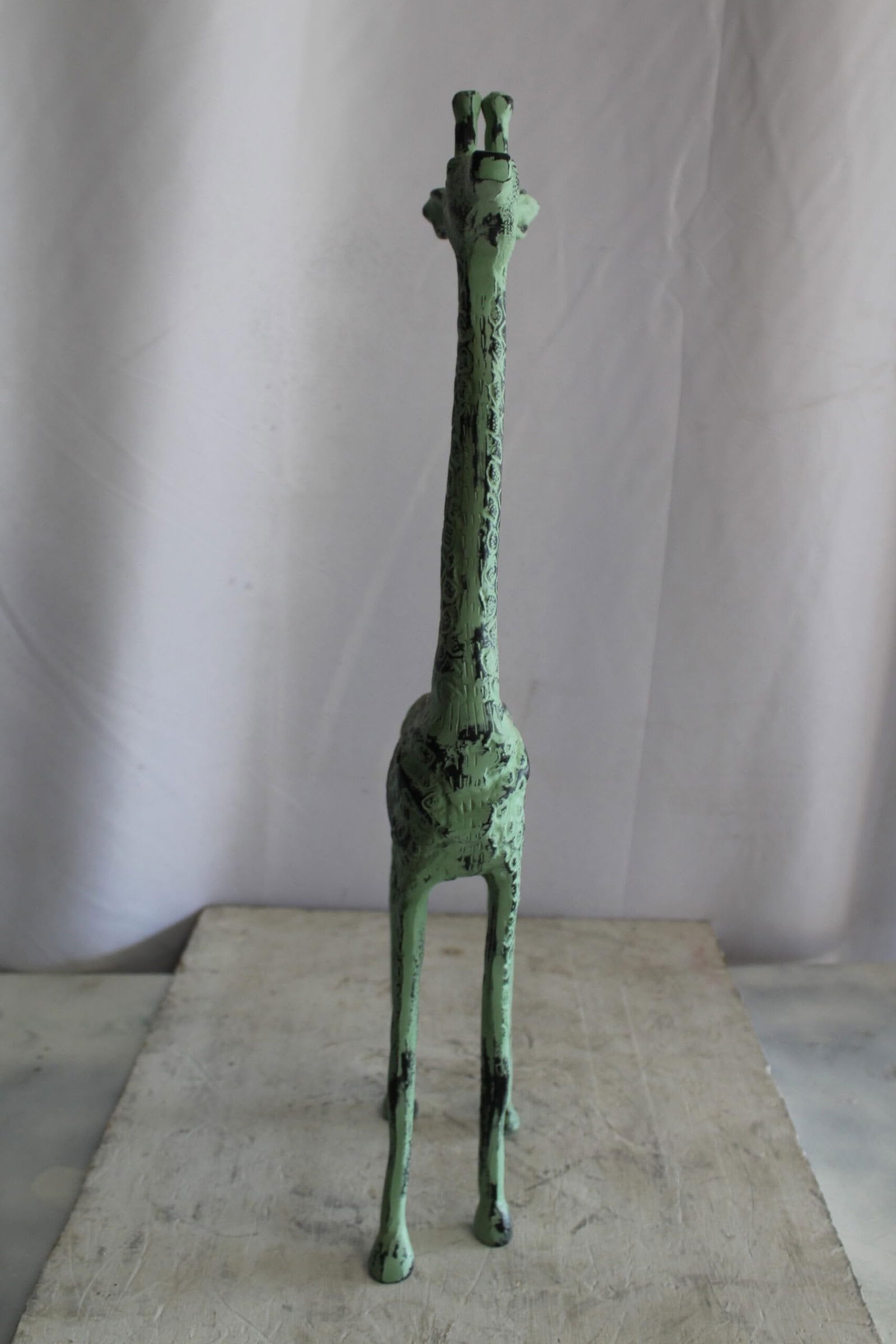 Aluminum Small Giraffe Statue with Green Patina Finish 10" x 4" x 27"H - 6
