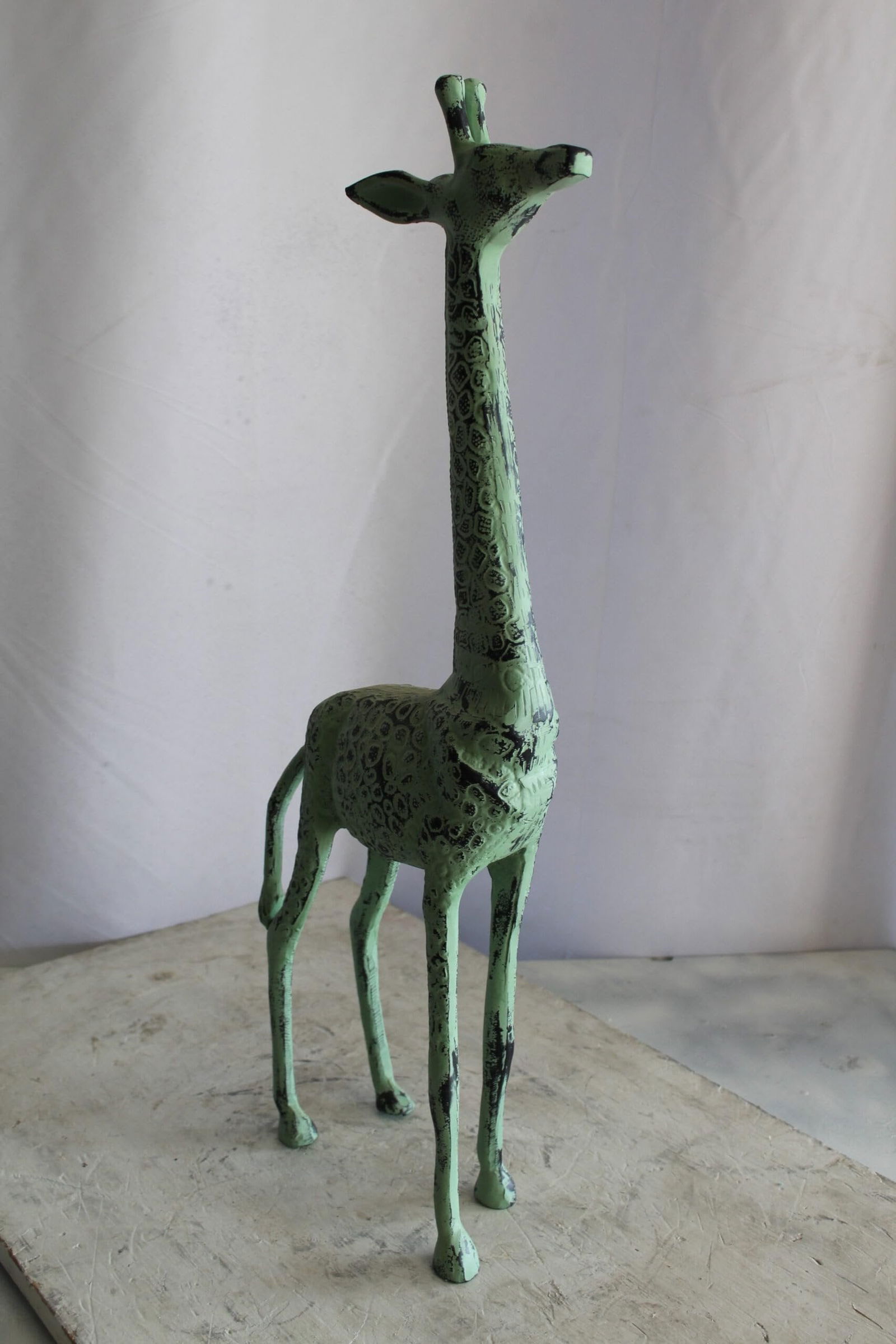 Aluminum Small Giraffe Statue with Green Patina Finish 10" x 4" x 27"H - 7