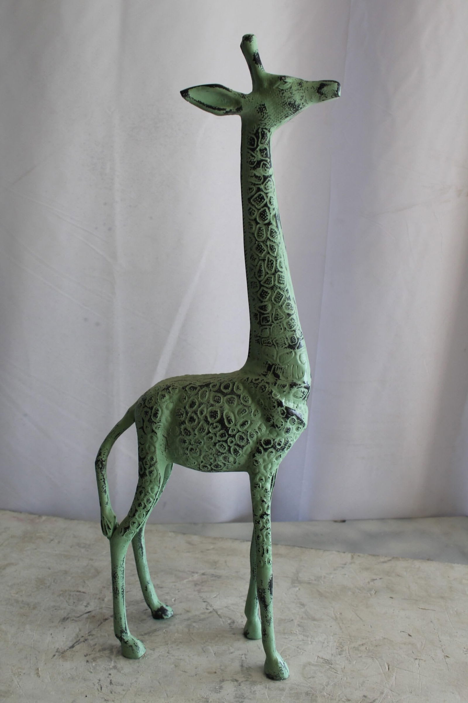 Aluminum Small Giraffe Statue with Green Patina Finish 10" x 4" x 27"H - 8