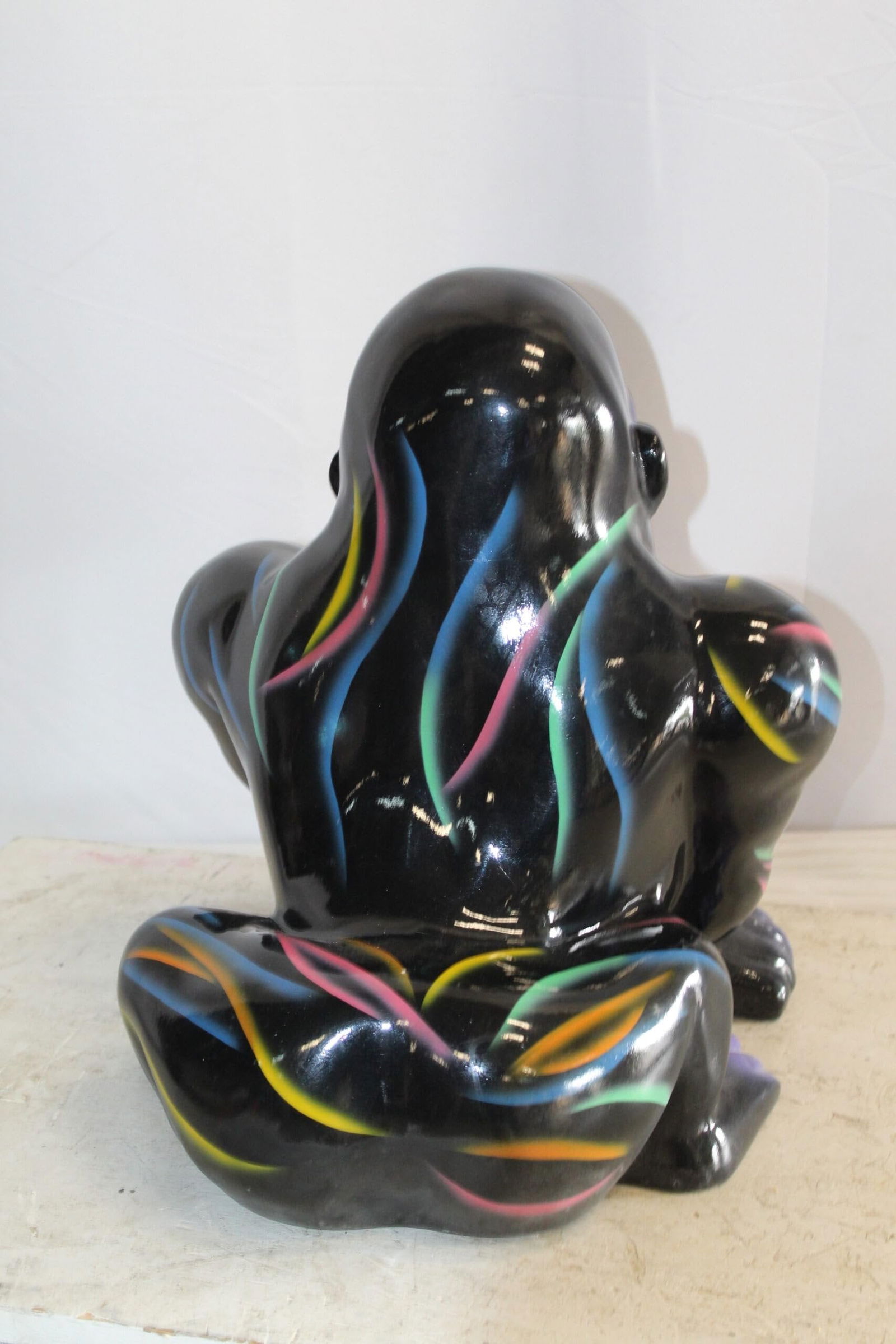 Fiberglass Gorilla Statue Colored with Dripping paint 14" x 15" x 17"H - 10