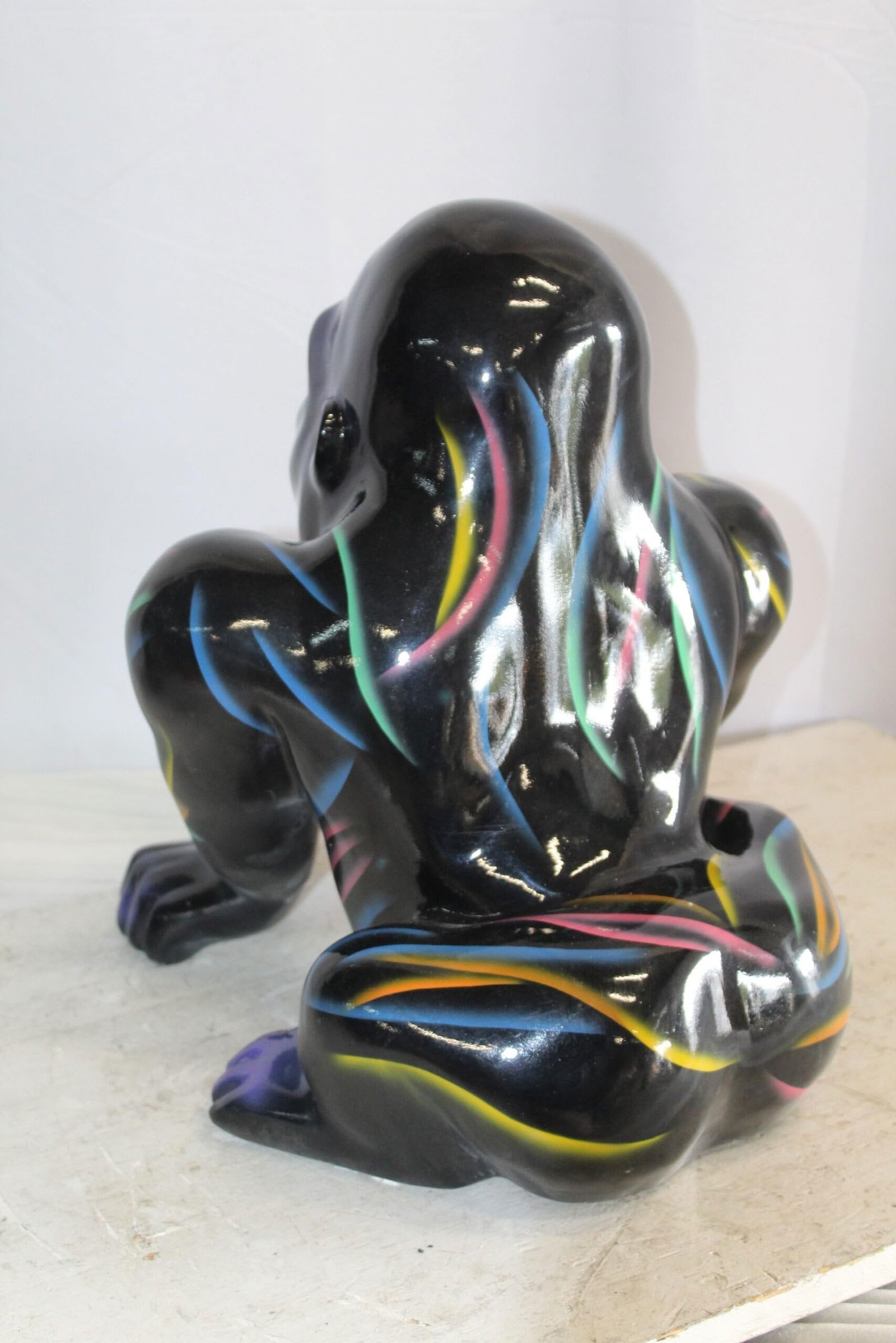 Fiberglass Gorilla Statue Colored with Dripping paint 14" x 15" x 17"H - 11