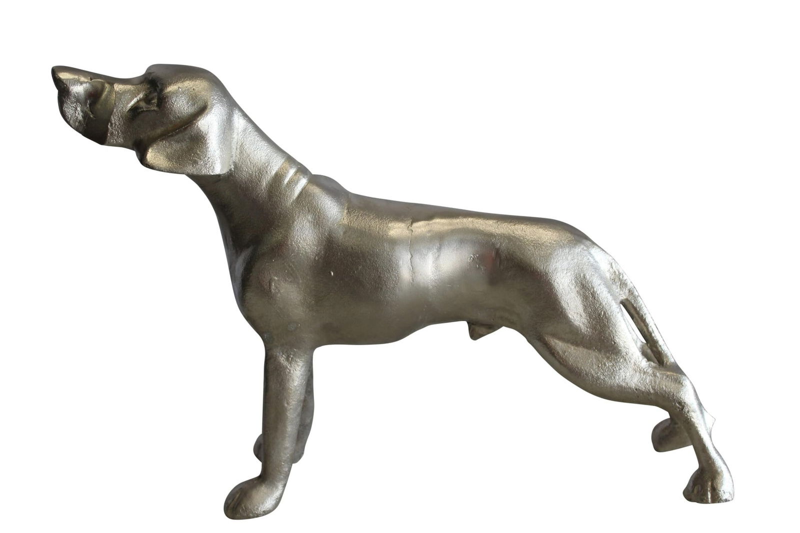 Aluminum Jagdhunde Dog Statue, Elegant Art Piece 22" x 6" x 15"H: Title:Aluminum Jagdhunde Dog Statue, Elegant Art Piece 22" x 6" x 15"HDescription:Discover elegance in our aluminum Jagdhunde dog statue. Crafted with precision, this handcrafted art piece exudes