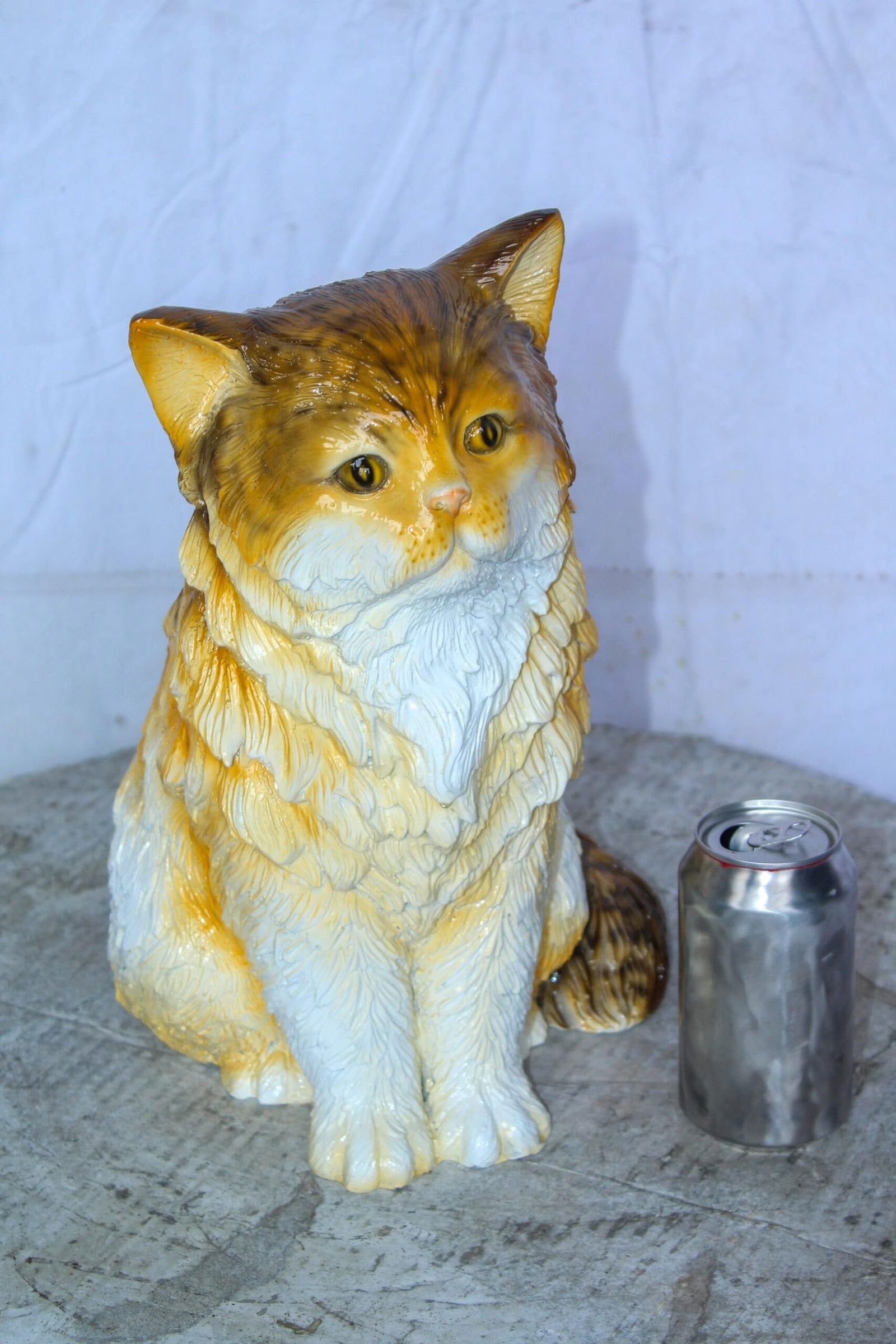 Brown Cat Sitting Bronze Statue, Charming for Cat Lovers 12" x 10" x 14"H - 5