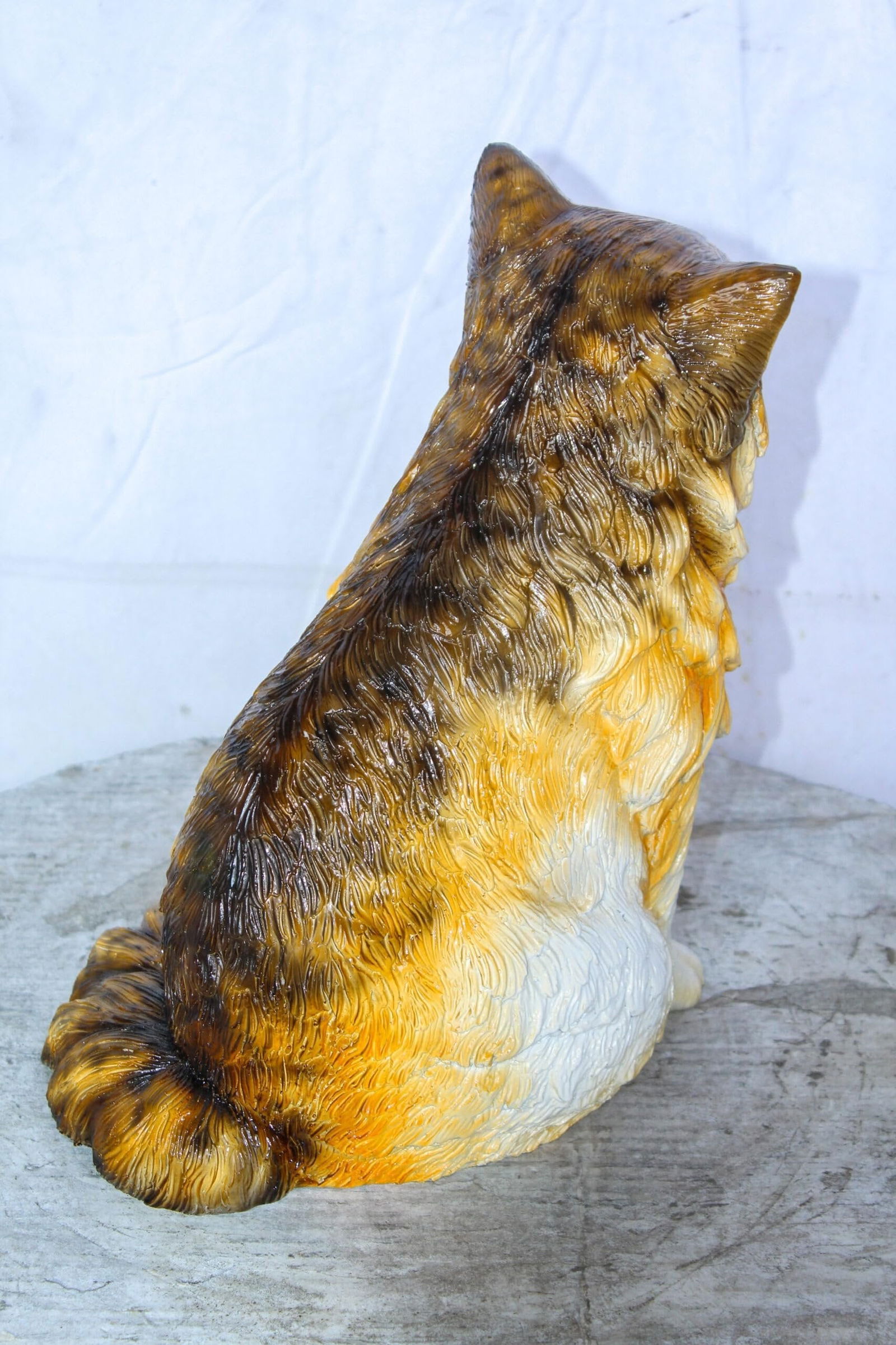 Brown Cat Sitting Bronze Statue, Charming for Cat Lovers 12" x 10" x 14"H - 8