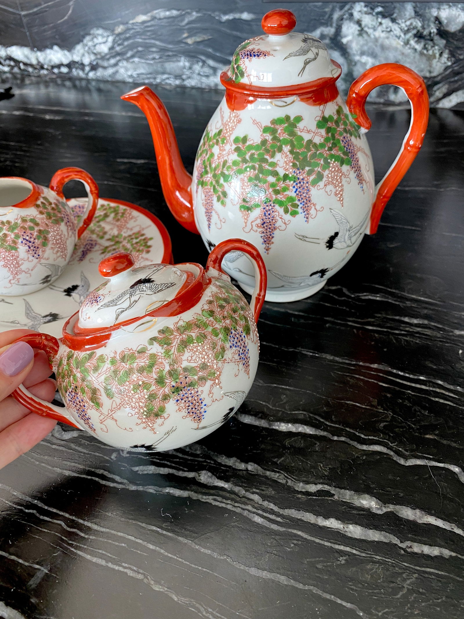 Antique Handpainted Japanease tea set - 9