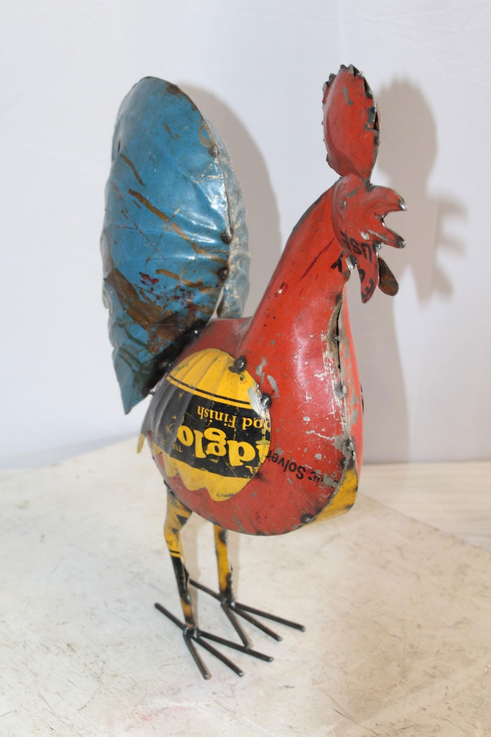 Colorful Thin Metal Rooster, Cockerel Statue 16" x 6" x 19"H - 10