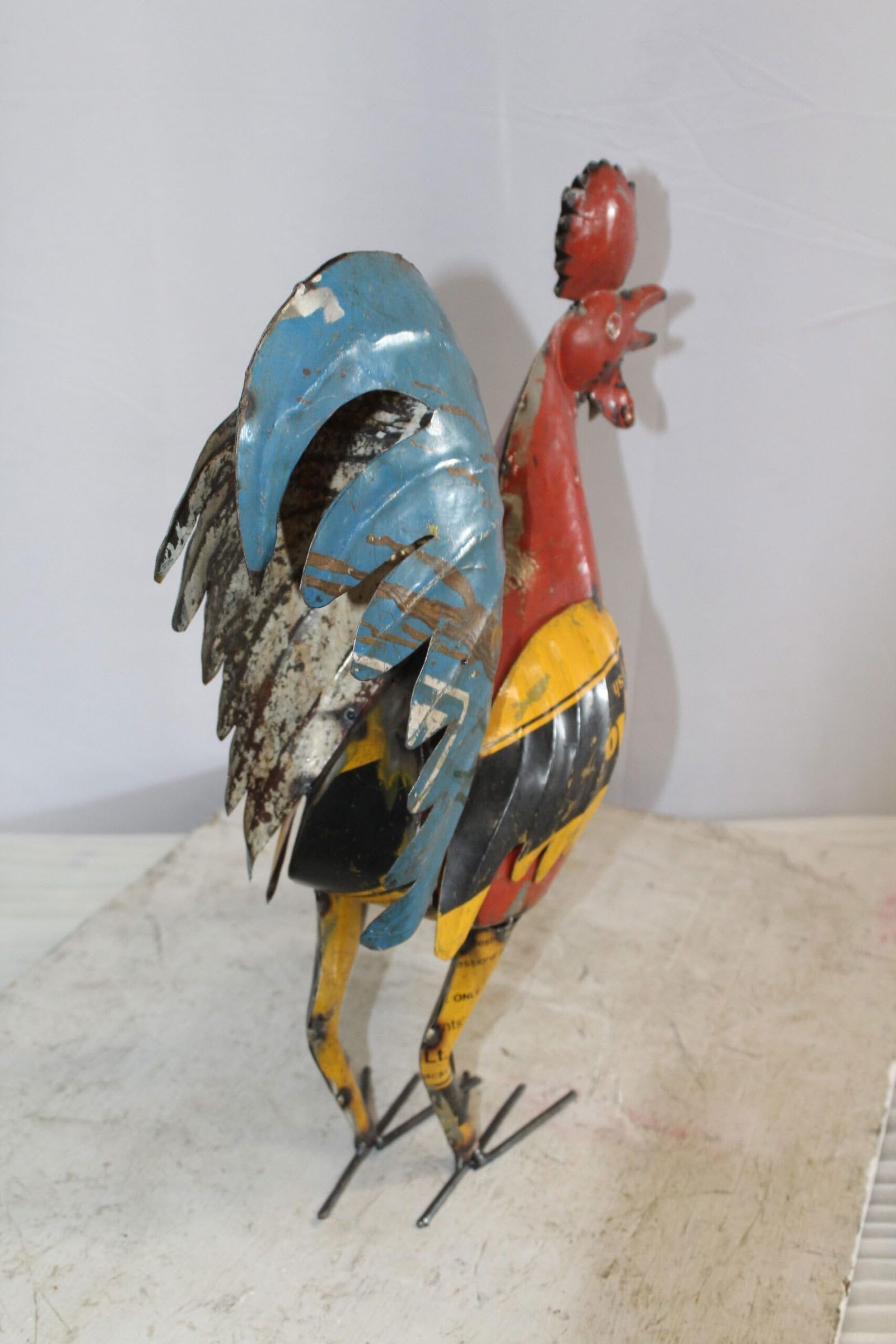 Colorful Thin Metal Rooster, Cockerel Statue 16" x 6" x 19"H - 6