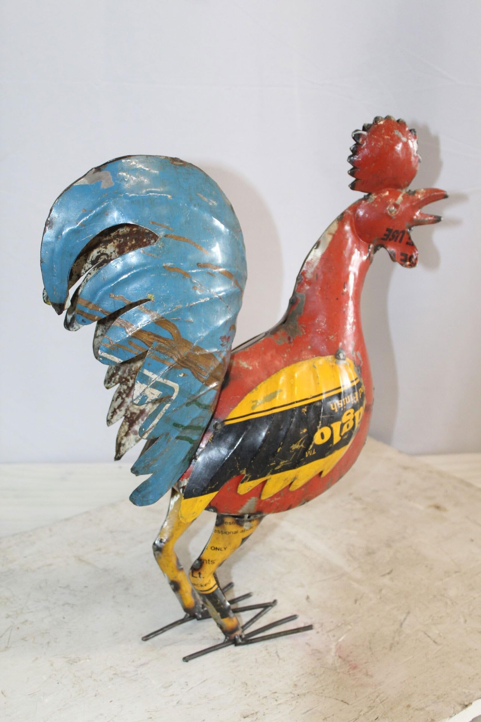 Colorful Thin Metal Rooster, Cockerel Statue 16" x 6" x 19"H - 7