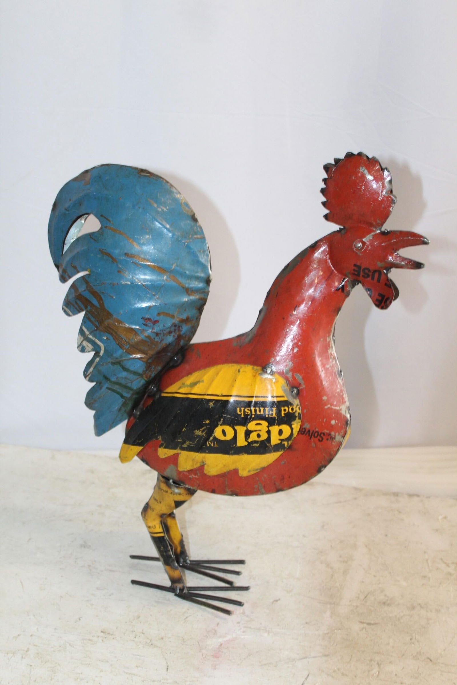 Colorful Thin Metal Rooster, Cockerel Statue 16" x 6" x 19"H - 9