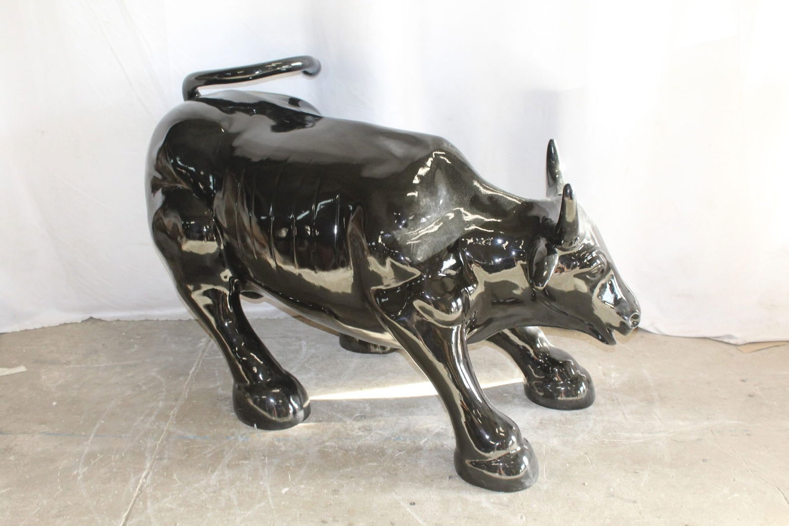 Iconic Giant Fiberglass Black Color Wall Street Bull 57" x 28" x 33"H - 10