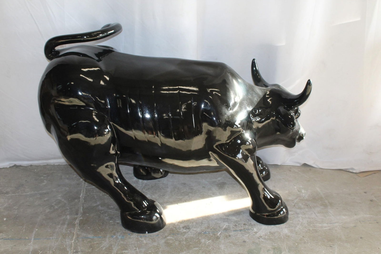 Iconic Giant Fiberglass Black Color Wall Street Bull 57" x 28" x 33"H - 11