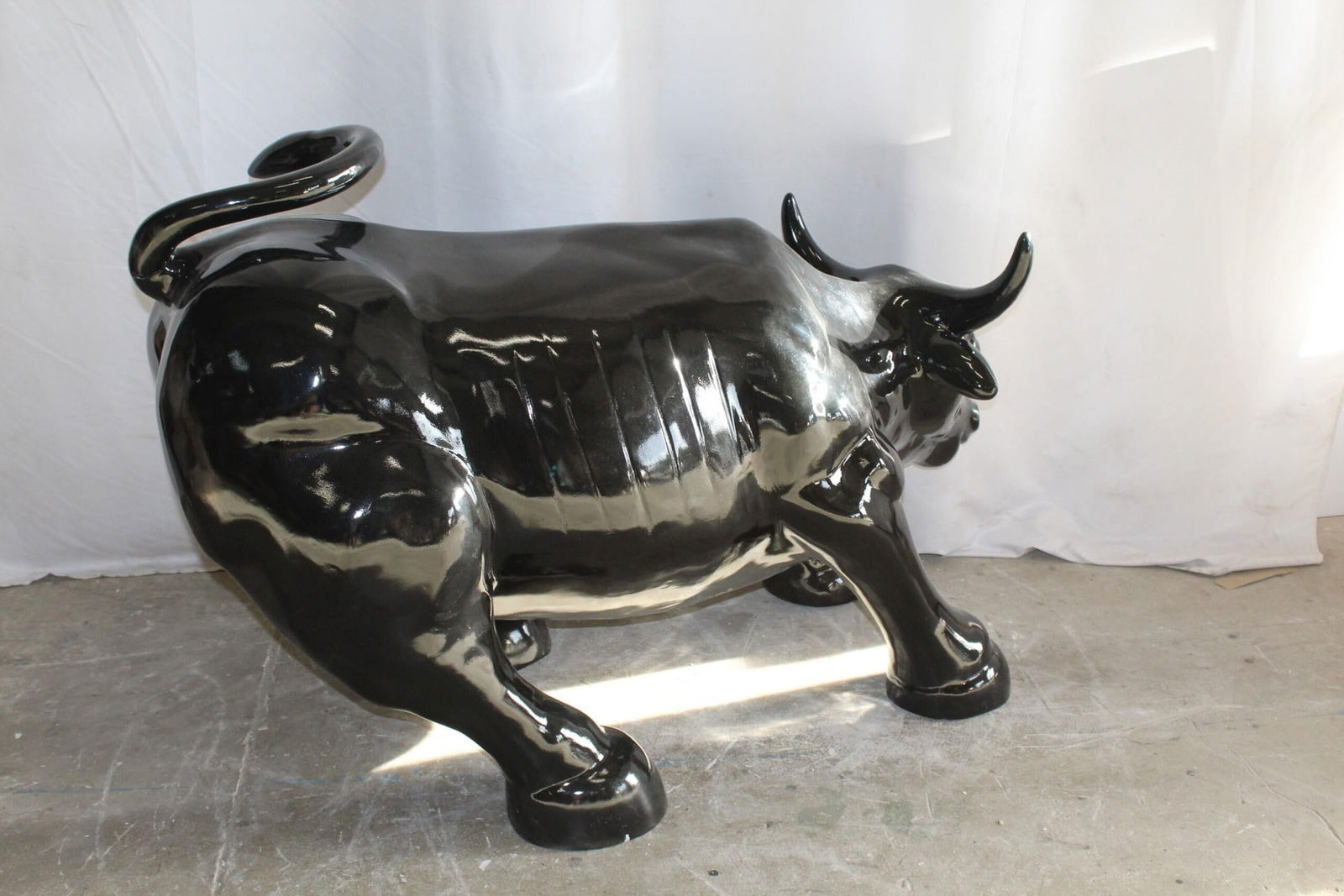 Iconic Giant Fiberglass Black Color Wall Street Bull 57" x 28" x 33"H - 12