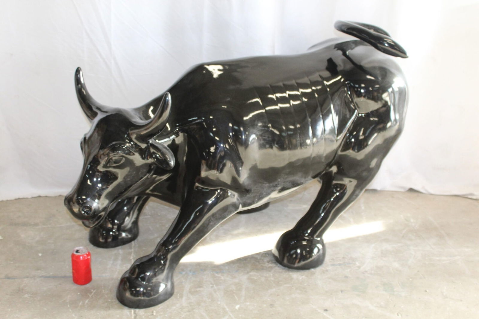 Iconic Giant Fiberglass Black Color Wall Street Bull 57" x 28" x 33"H - 4
