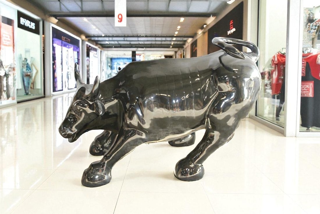 Iconic Giant Fiberglass Black Color Wall Street Bull 57" x 28" x 33"H - 7