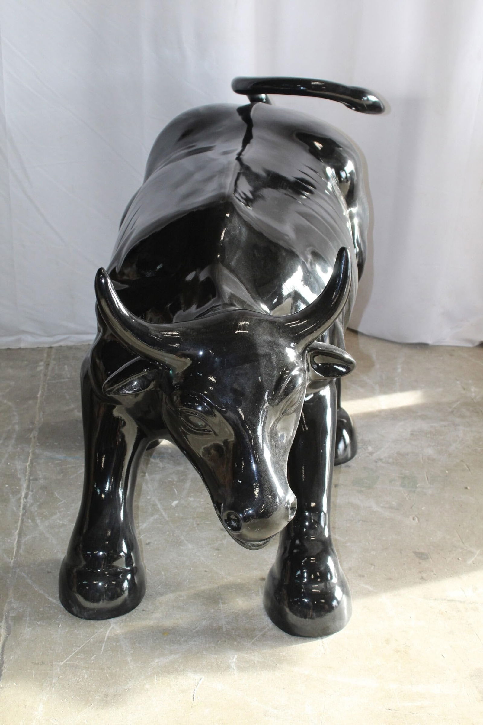 Iconic Giant Fiberglass Black Color Wall Street Bull 57" x 28" x 33"H - 8