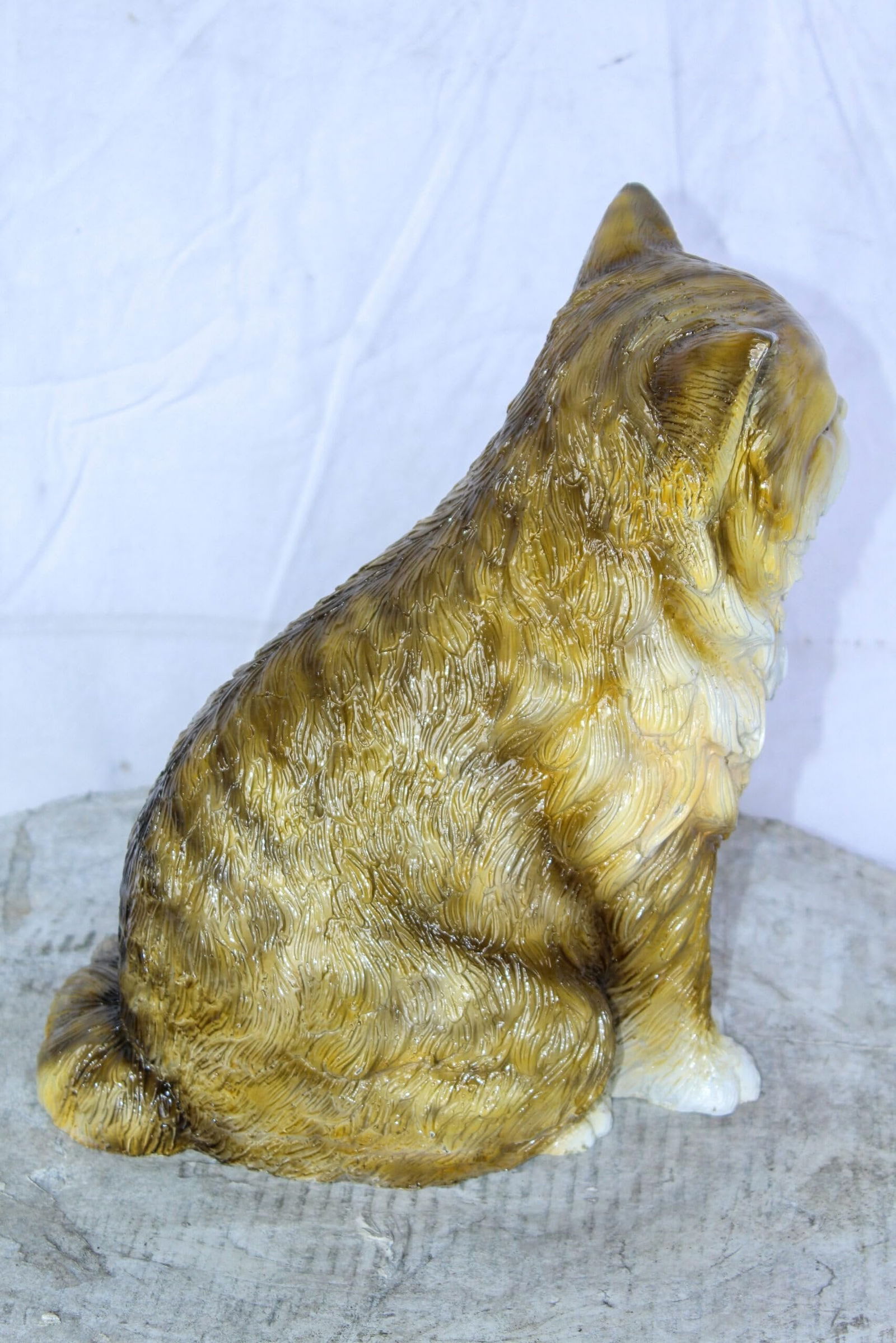 Colored Cat Sitting Bronze Statue, Charming for Cat Lovers 12" x 10" x 14"H - 7