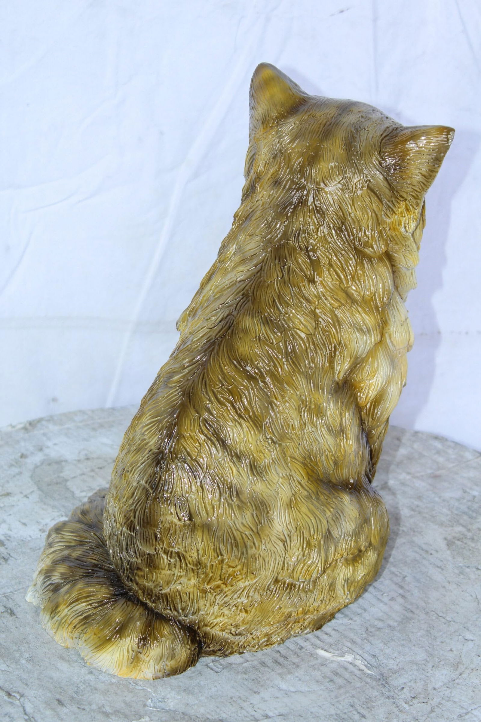 Colored Cat Sitting Bronze Statue, Charming for Cat Lovers 12" x 10" x 14"H - 8