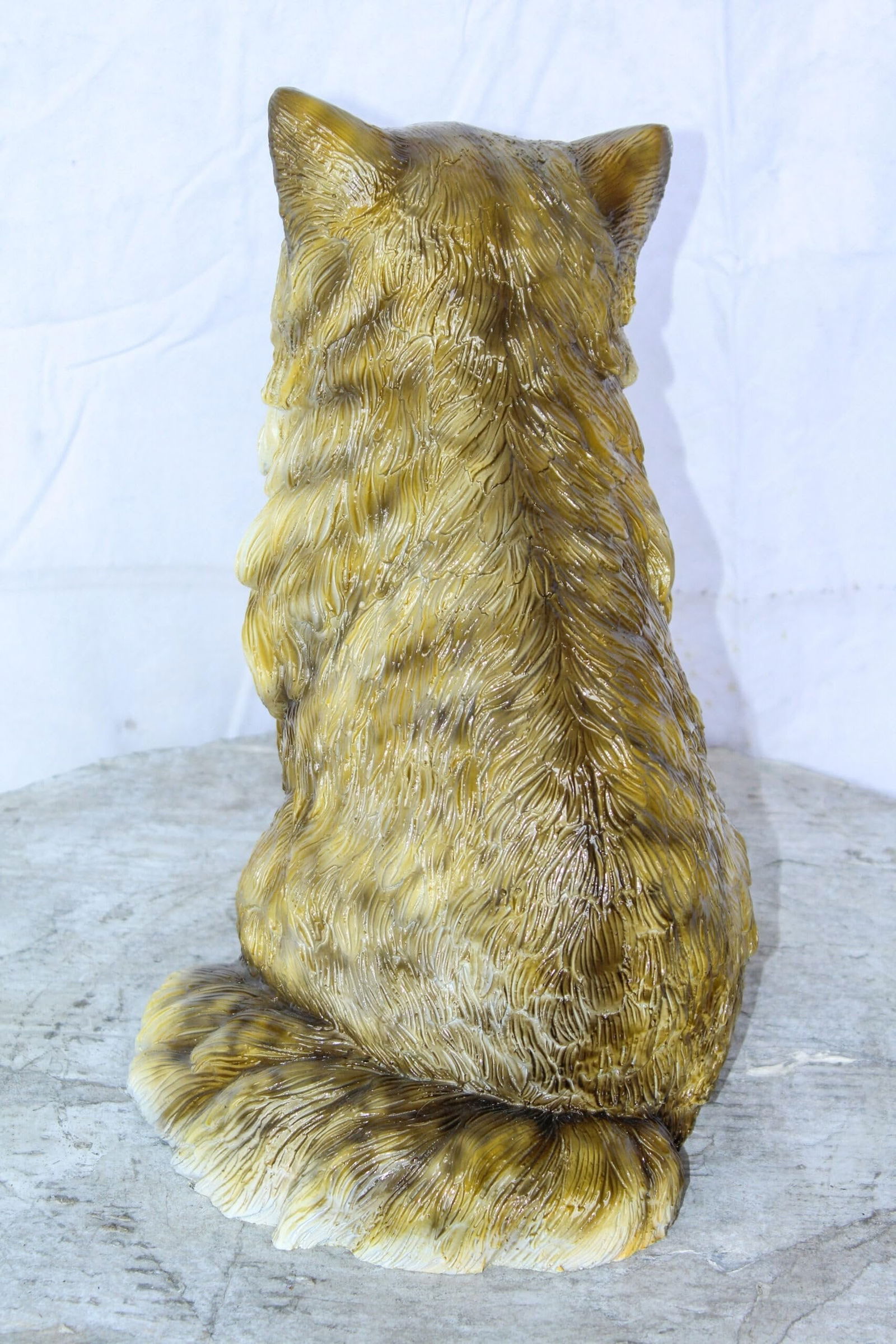 Colored Cat Sitting Bronze Statue, Charming for Cat Lovers 12" x 10" x 14"H - 9