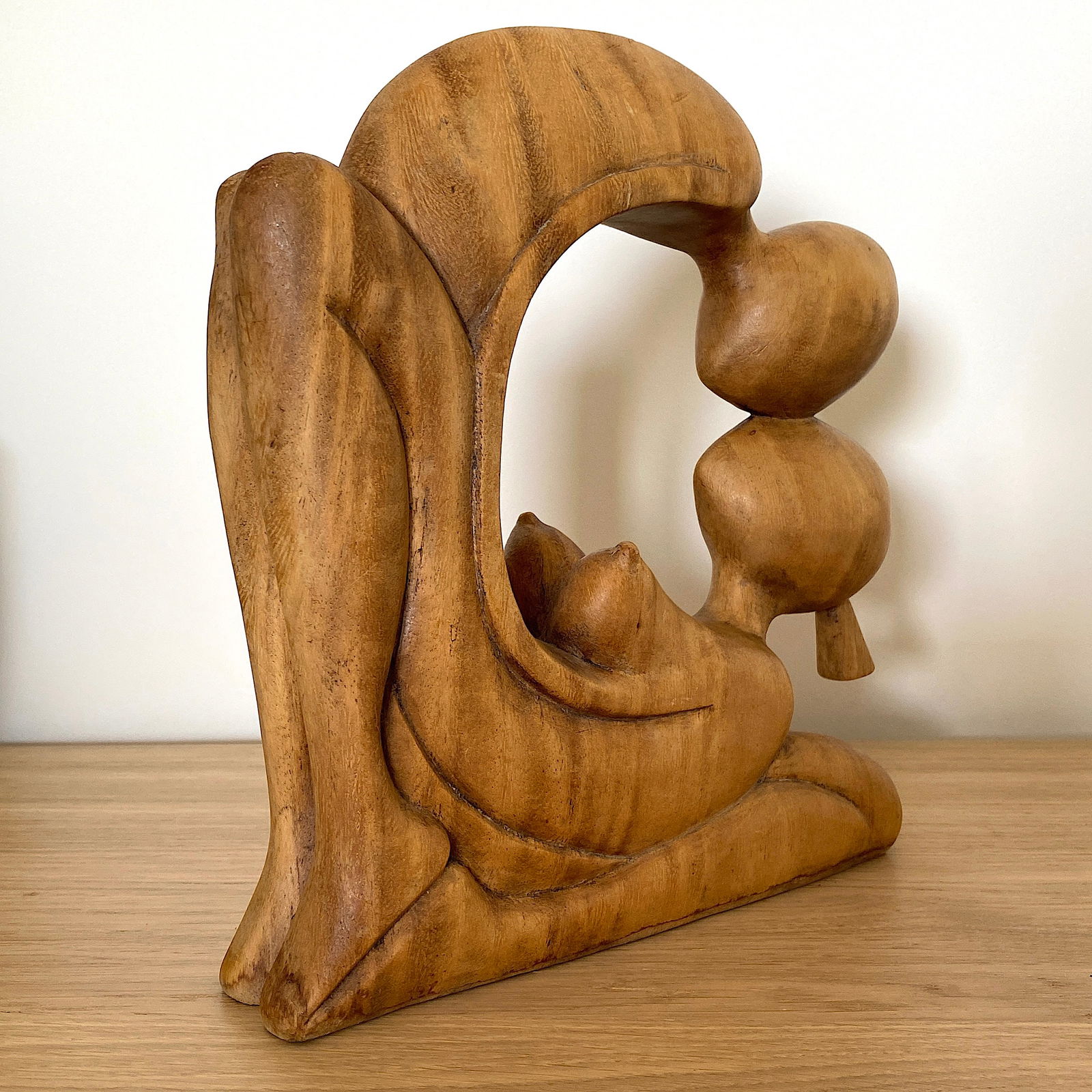 Hand carved wood sculpture of lovers - 4
