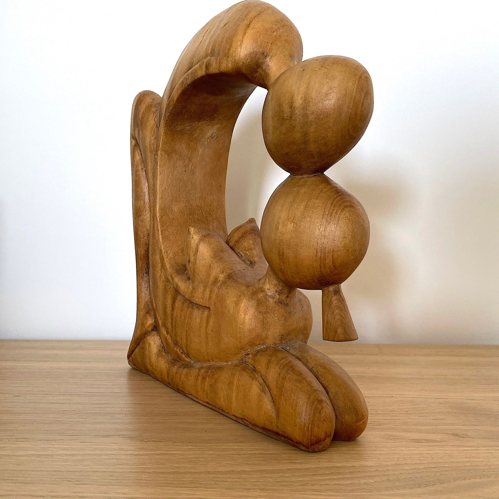 Hand carved wood sculpture of lovers - 5