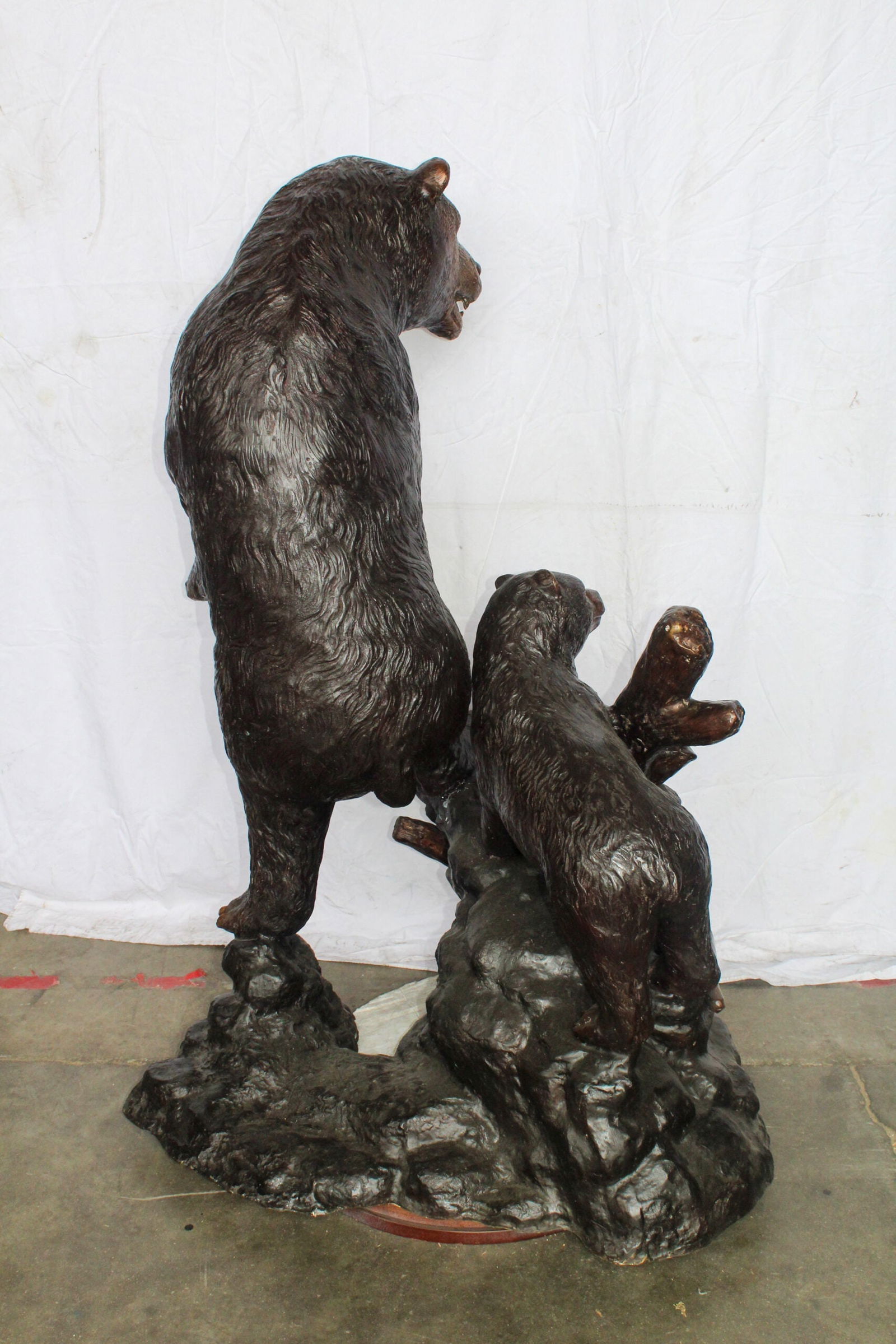 Giant Bronze Statue of a Standing Bear and Cub by the River 40" x 38" x 55"H - 10