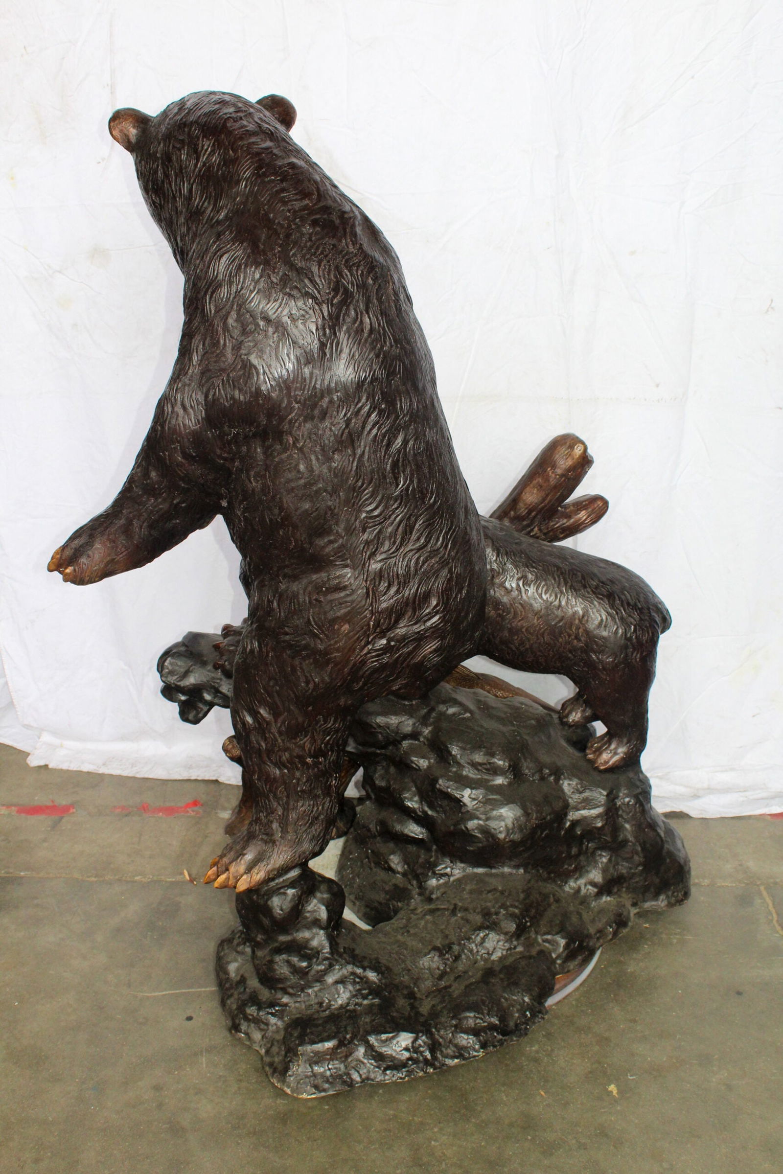 Giant Bronze Statue of a Standing Bear and Cub by the River 40" x 38" x 55"H - 8