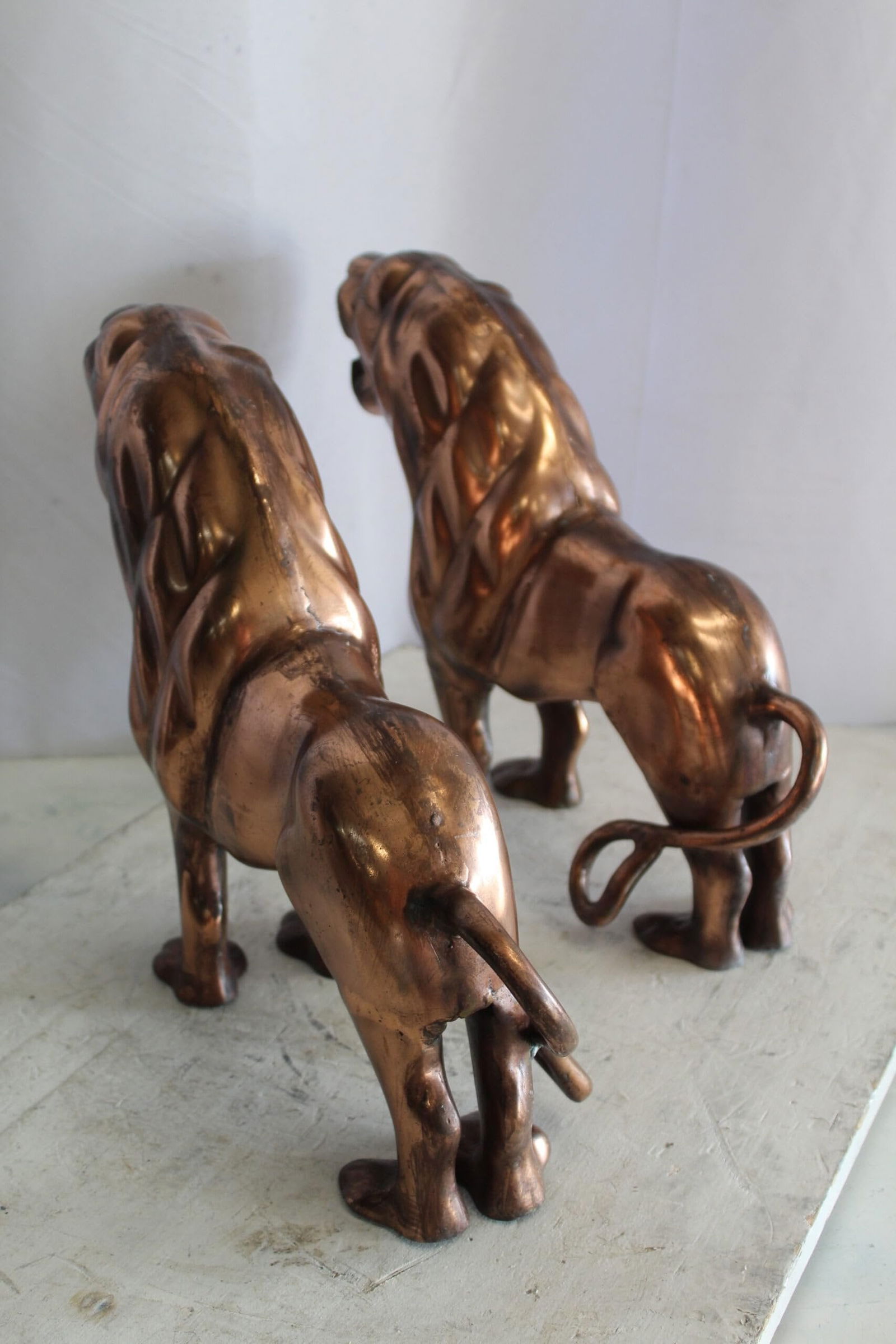 Aluminum Pair of Lions with Bronze Finish 19" x 12" x 14"H - 10