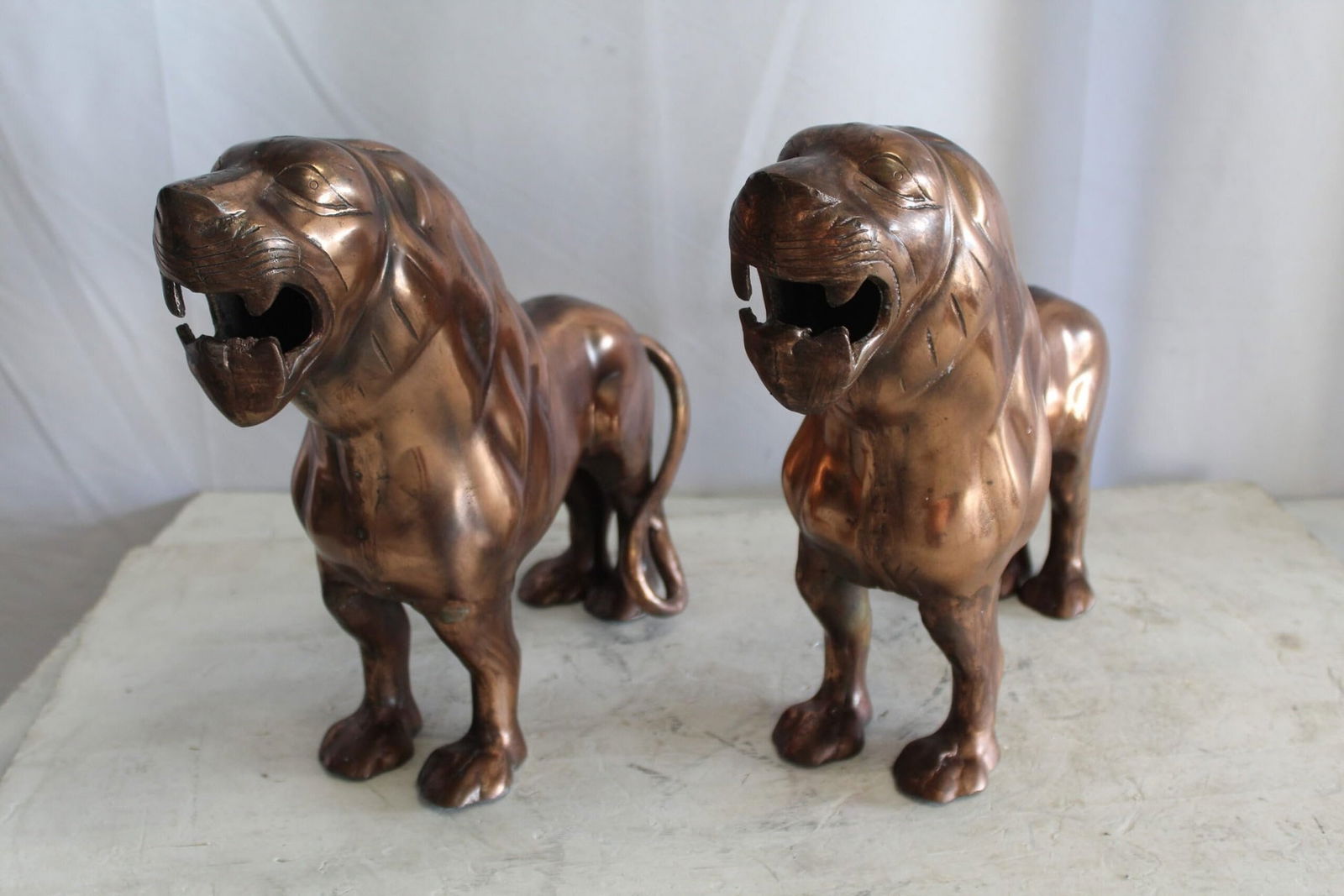 Aluminum Pair of Lions with Bronze Finish 19" x 12" x 14"H - 4
