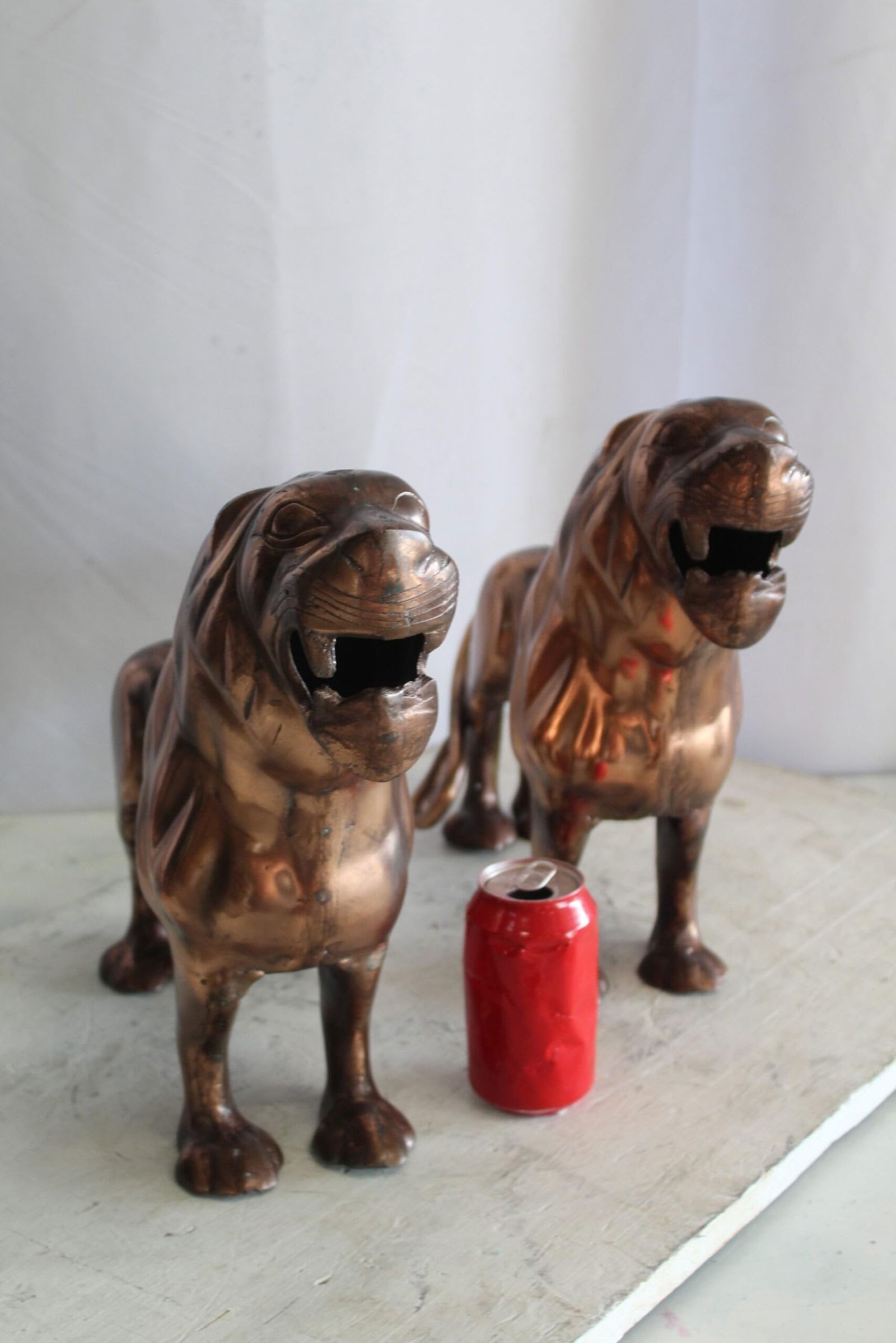 Aluminum Pair of Lions with Bronze Finish 19" x 12" x 14"H - 5