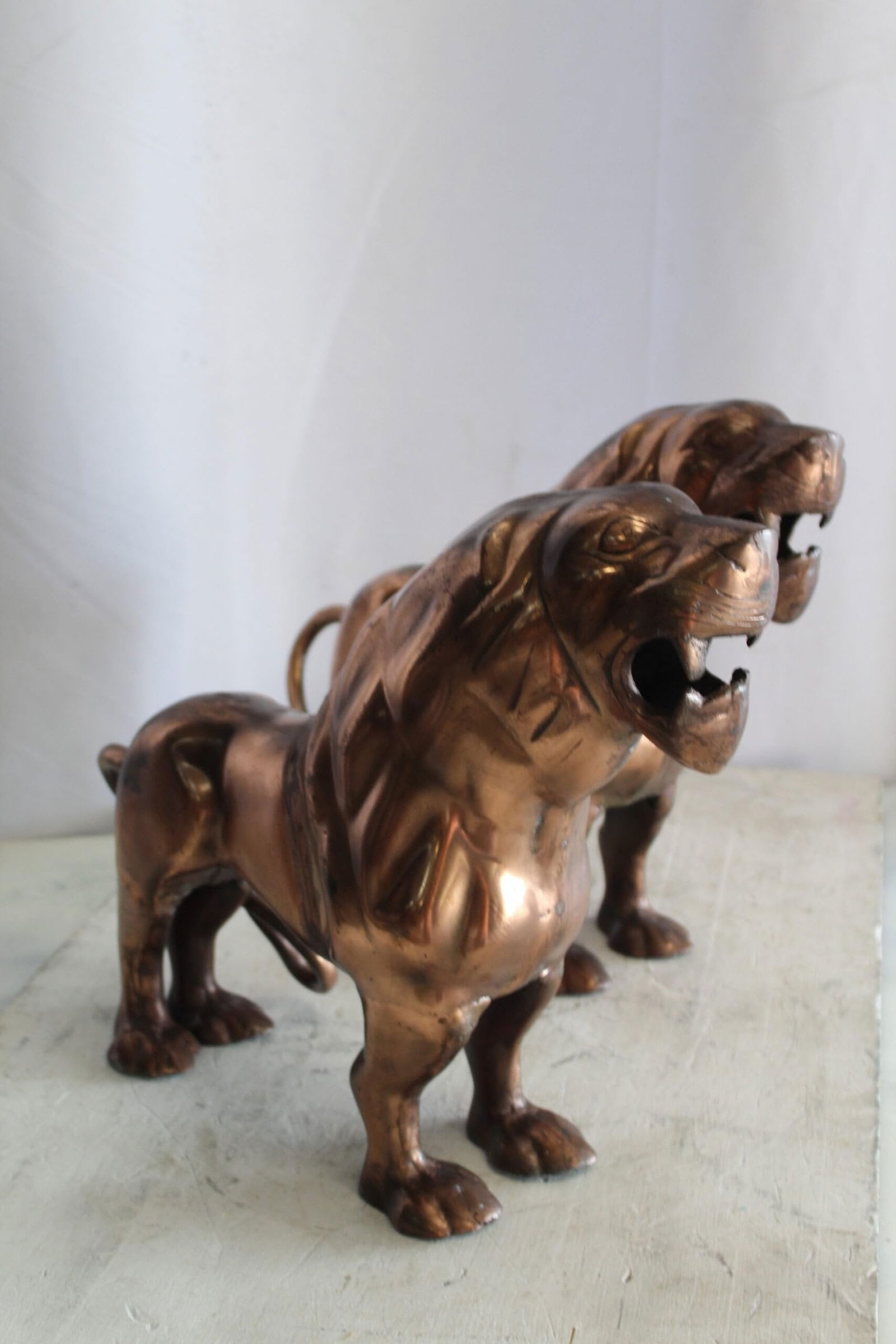 Aluminum Pair of Lions with Bronze Finish 19" x 12" x 14"H - 6