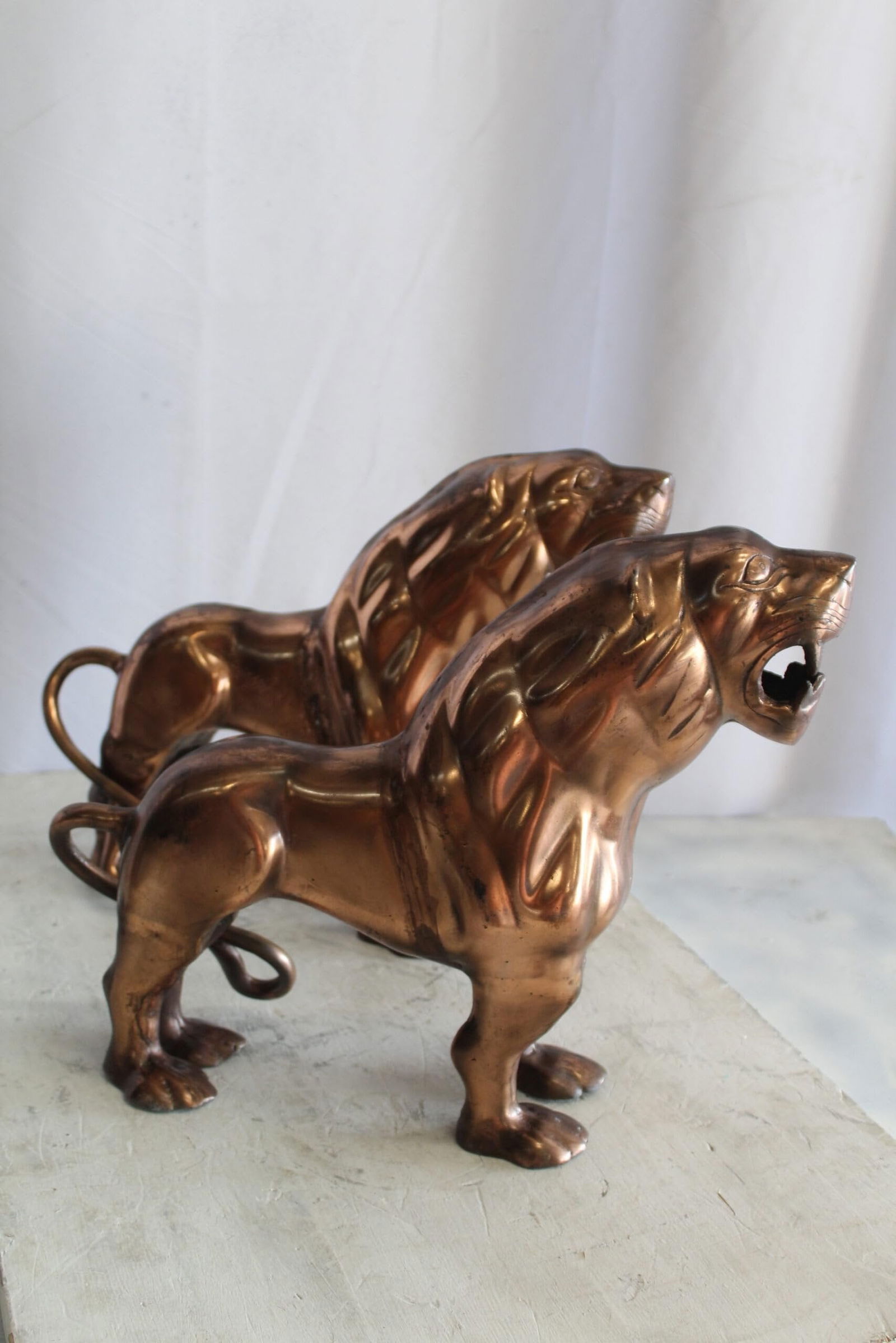 Aluminum Pair of Lions with Bronze Finish 19" x 12" x 14"H - 7