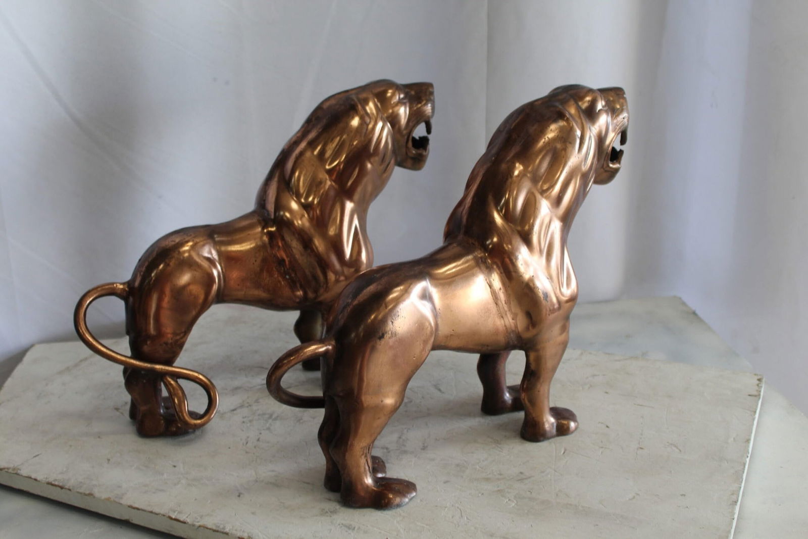 Aluminum Pair of Lions with Bronze Finish 19" x 12" x 14"H - 8