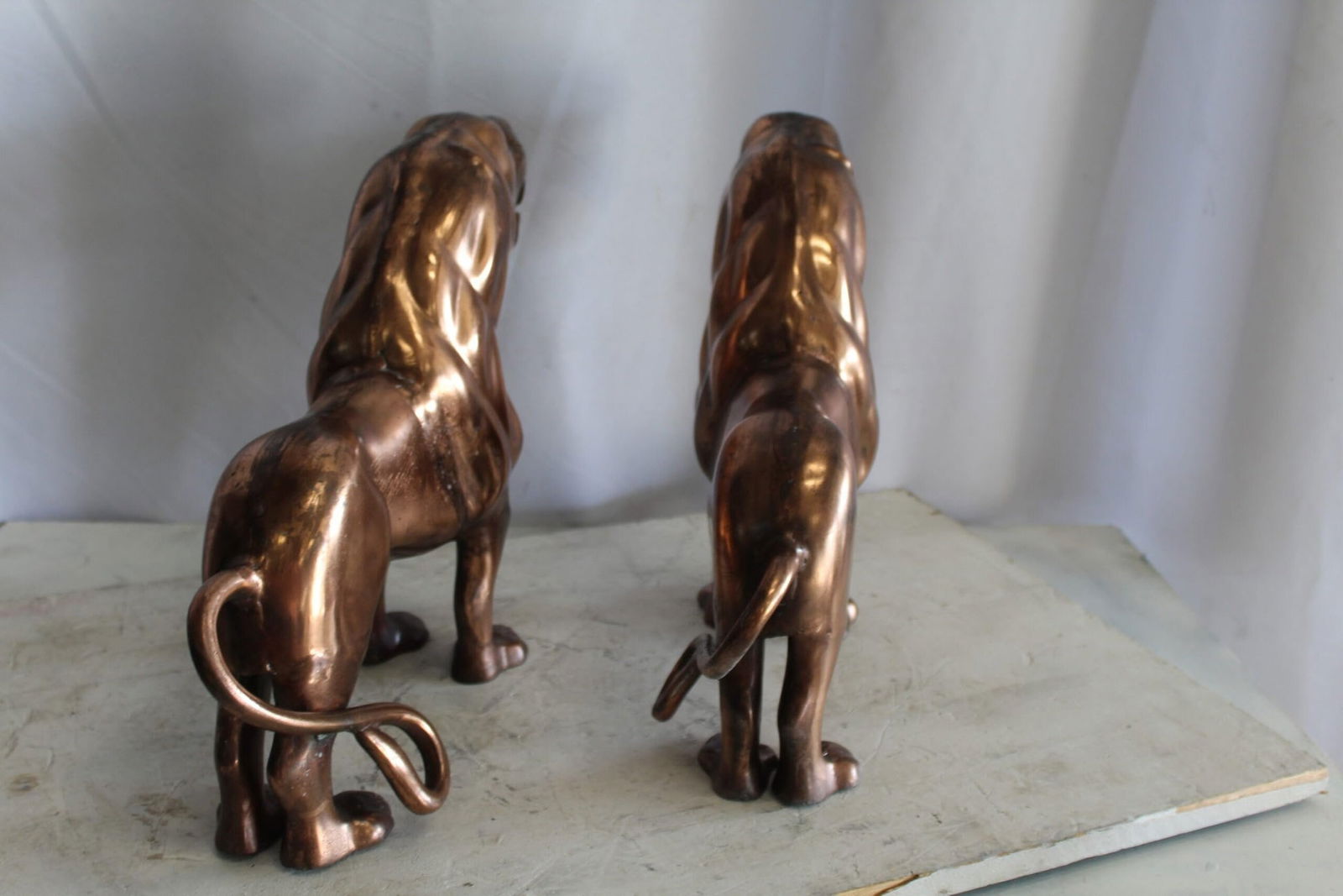 Aluminum Pair of Lions with Bronze Finish 19" x 12" x 14"H - 9